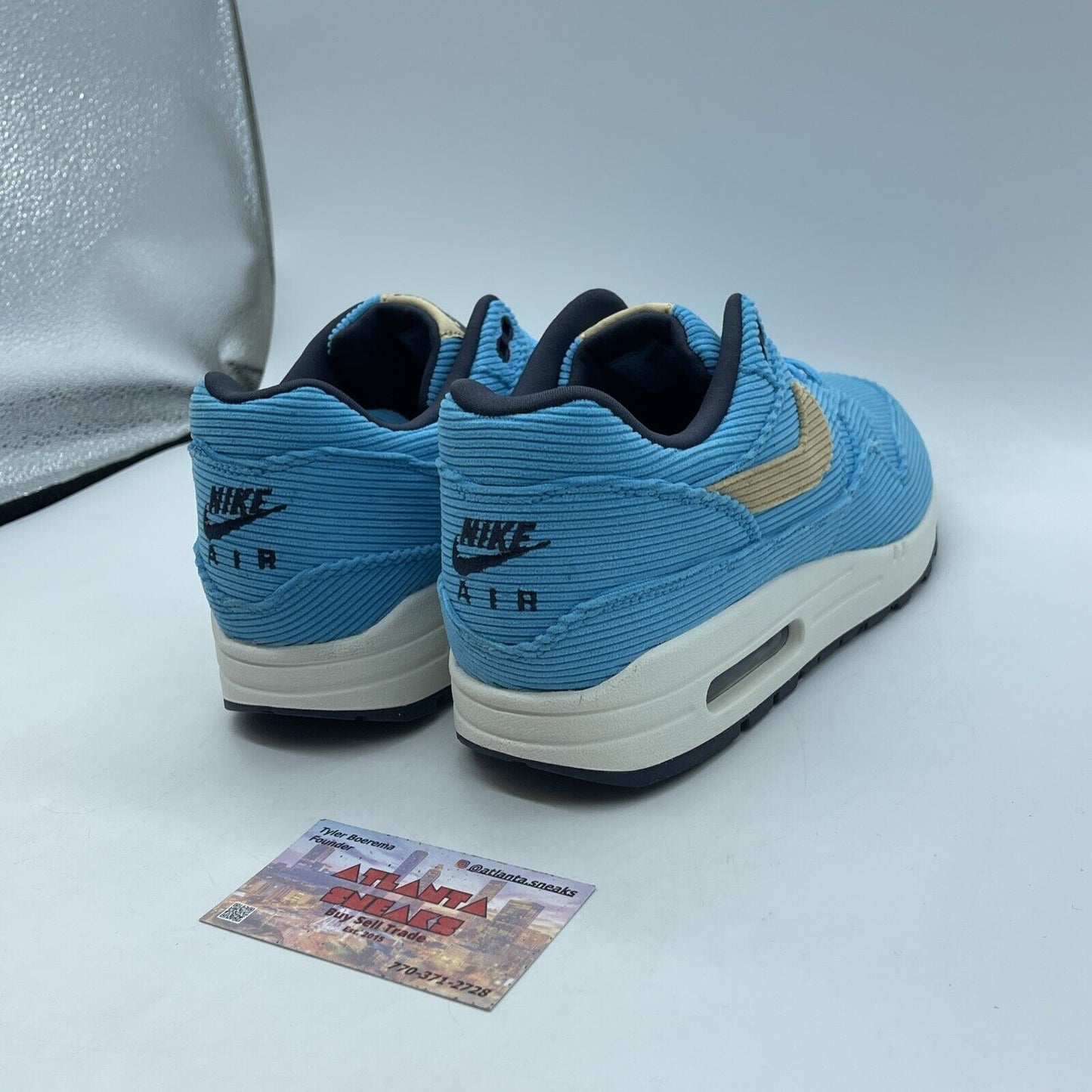 Size 9 - Nike Air Max 1 Premium Baltic Blue Corduroy Brown Suede (FB8915-400)