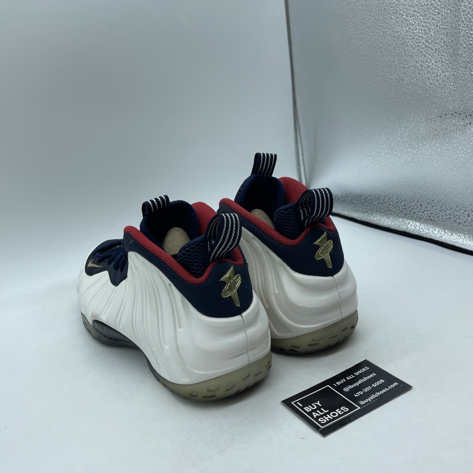 Size 10 - Nike Air Foamposite One PRM Olympic White Blue Suede (575420-400)