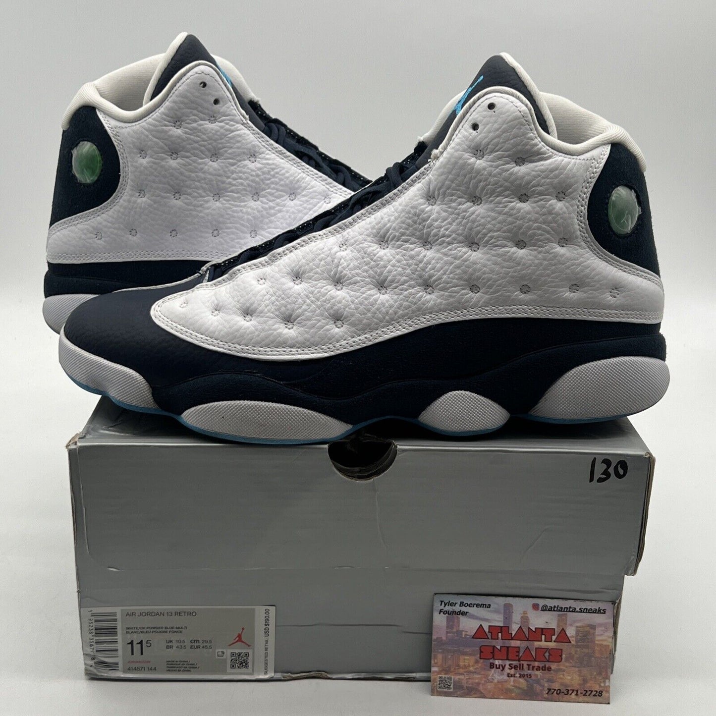 Size 11.5 - Jordan 13 Retro Obsidian White Navy Suede Leather (414571-144)