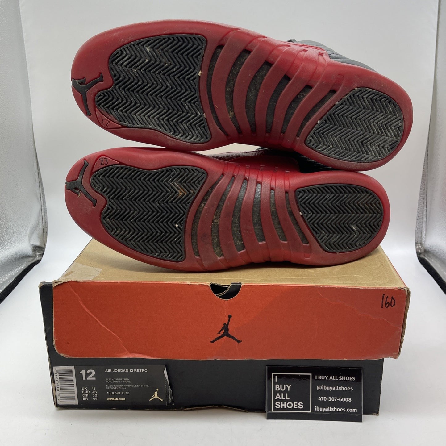 Size 12 - Air Jordan 12 Retro 2025 Flu Game Black Red Leather (130690-002)