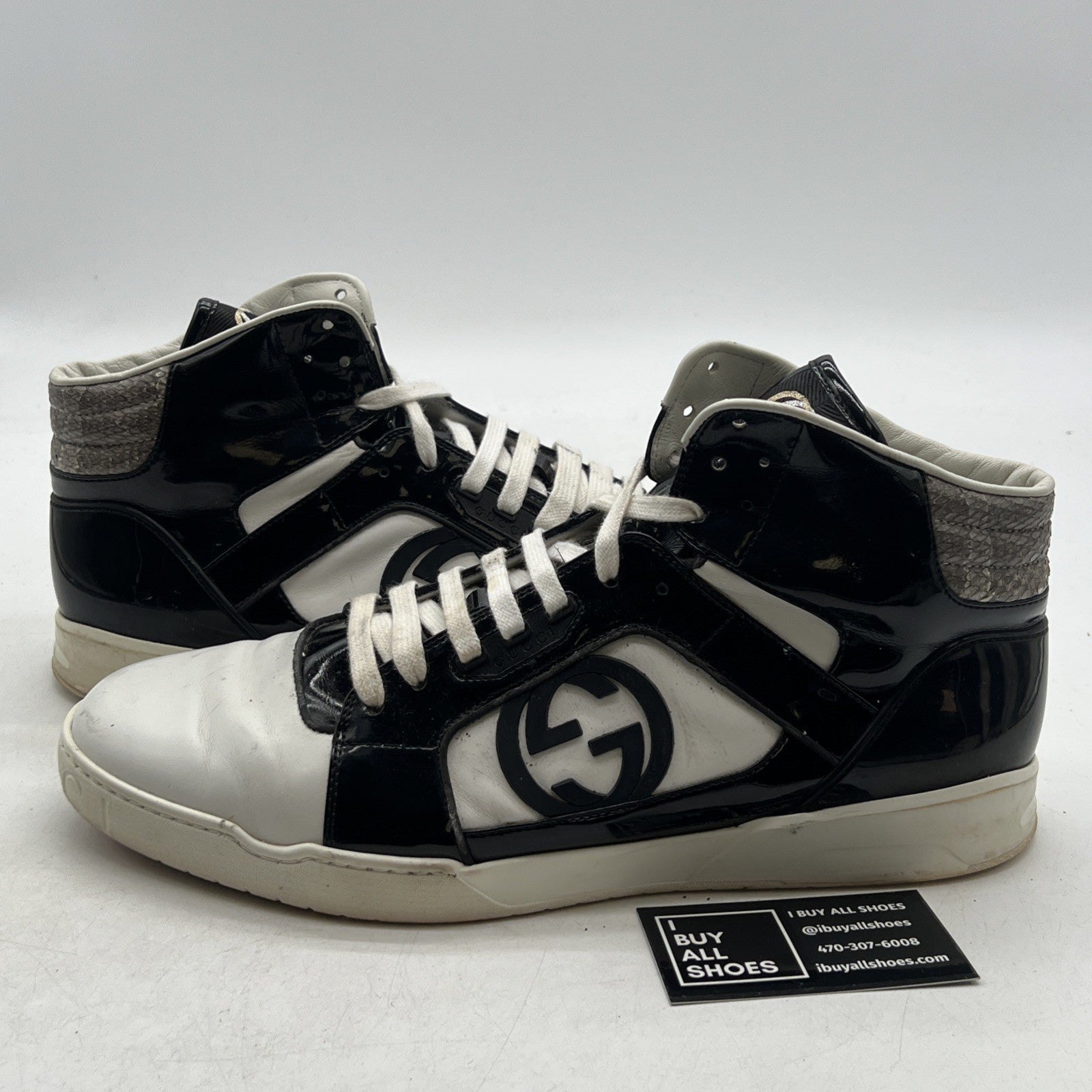 Size 12.5G - GUCCI Rebound Snakeskin High Top Sneakers GG