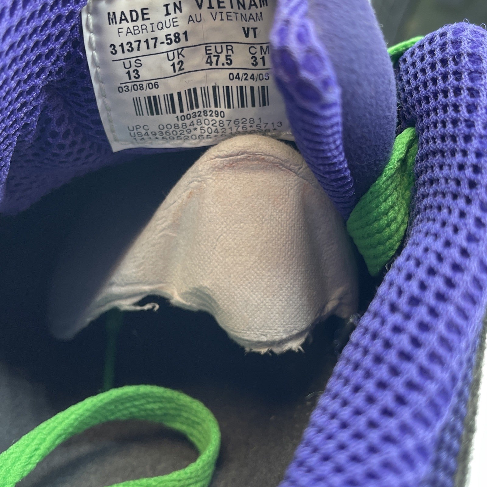 Size 13 - Nike Air Stab Premium Purple Black Grey Suede Leather (313717-581)