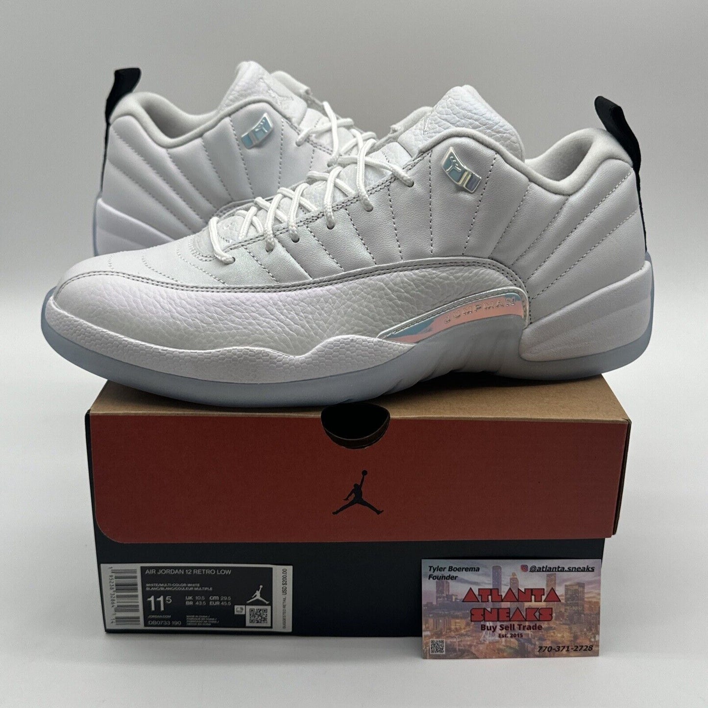 Size 11.5 - Jordan 12 Retro Low Easter Icy Sole All White Irredecent OG Box All