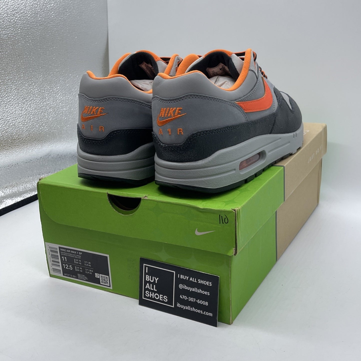 Size 11 - Nike HUF x Air Max 1 SP Orange Grey Suede Leather (HF3713-001)