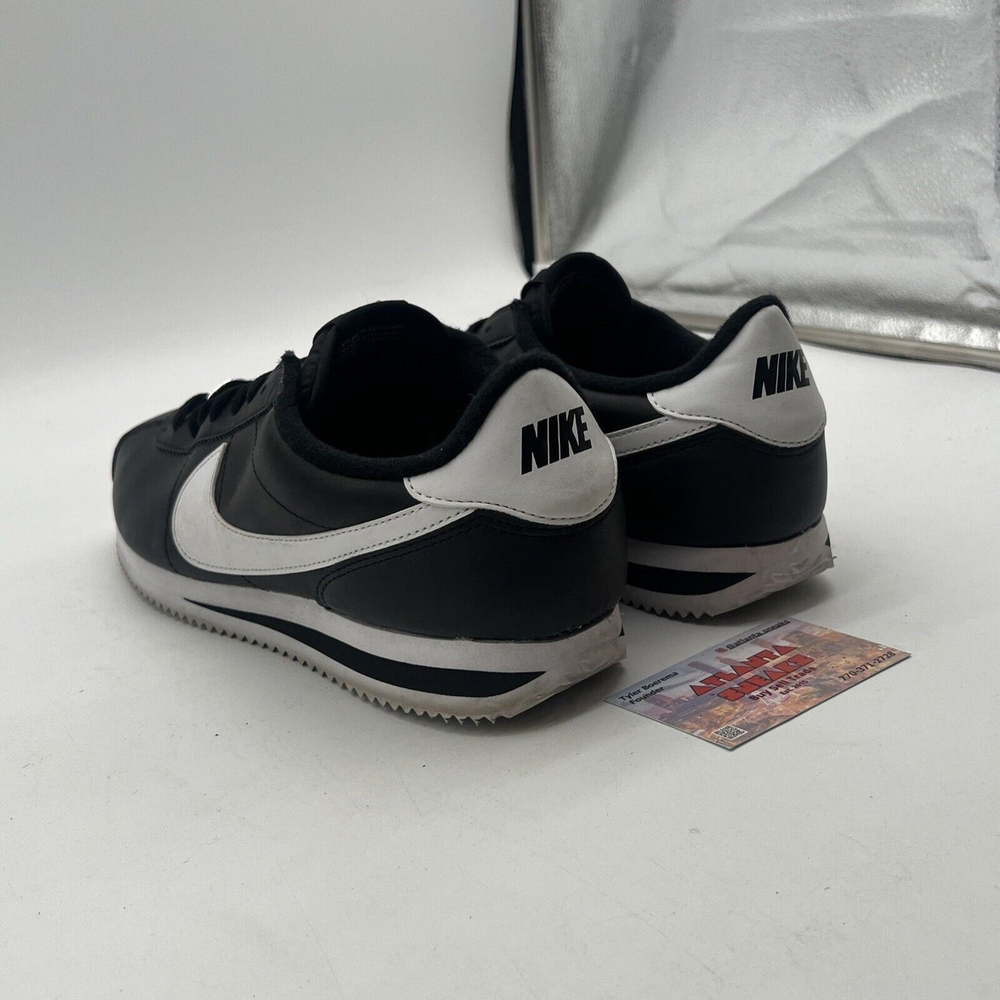 Size 10 - Nike Cortez Basic Leather Black White (819719-012)