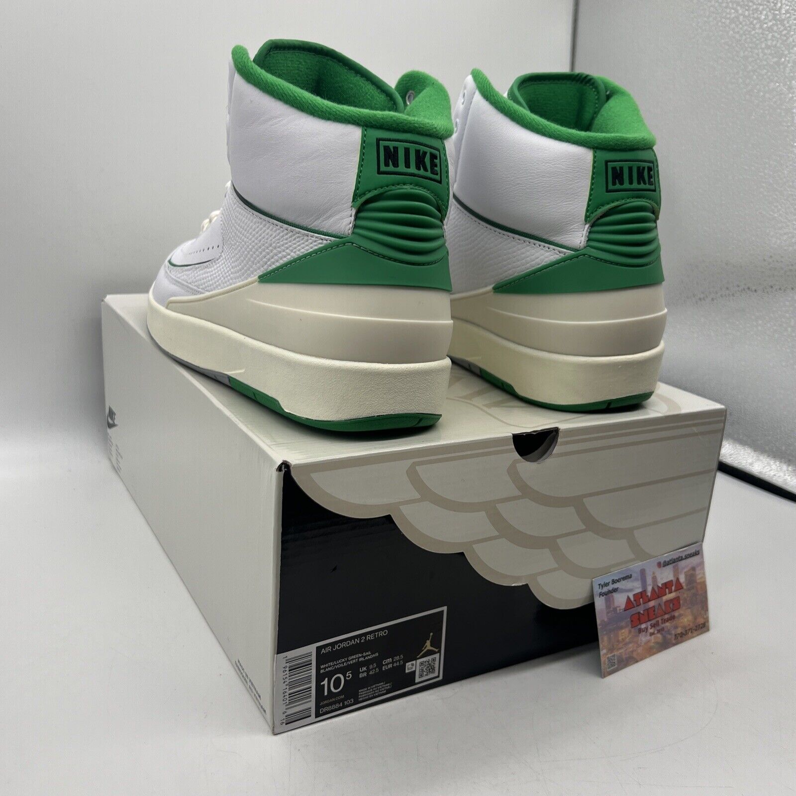 Size 10.5 - Jordan 2 Retro Lucky Green White Grey Leather (DR8884-103) Used