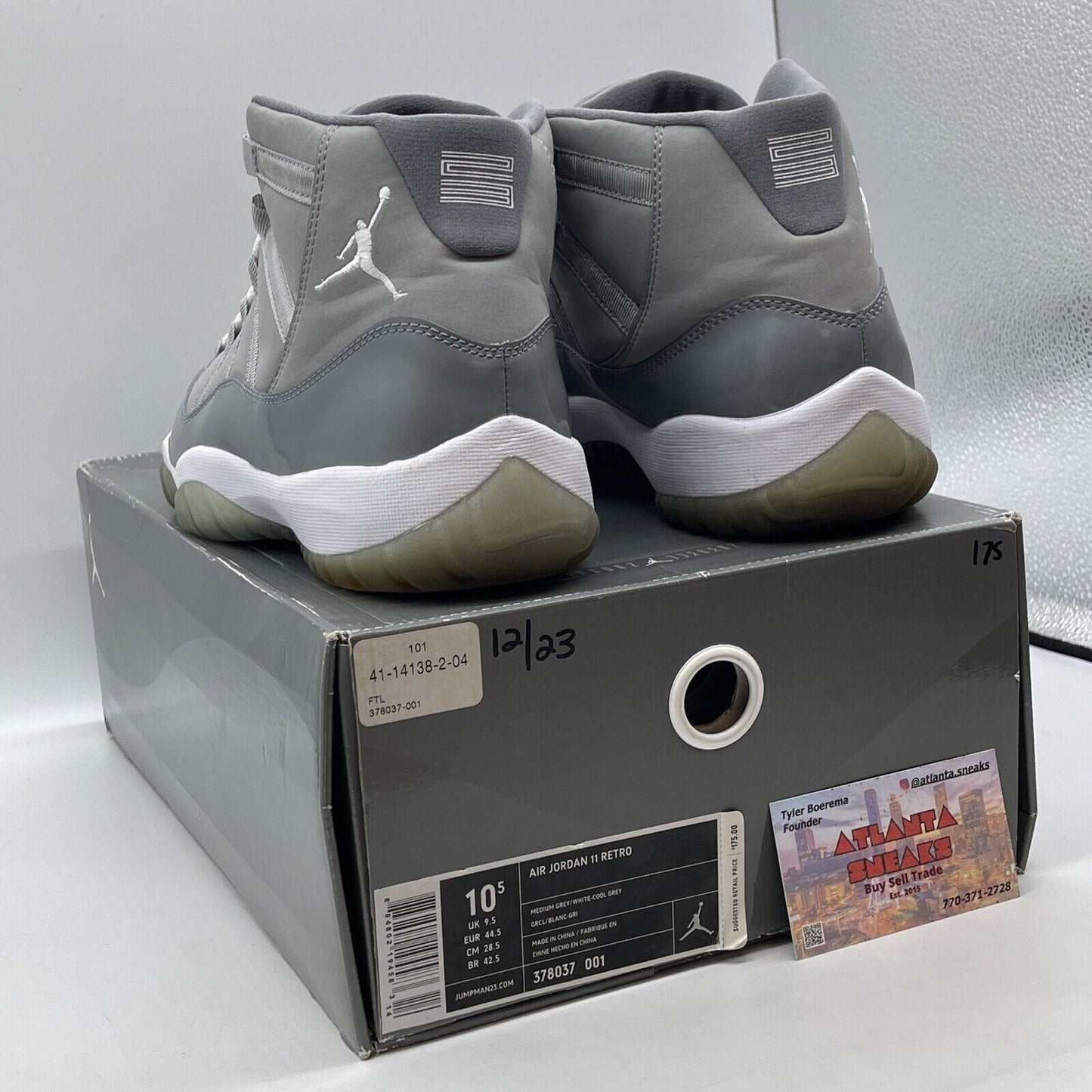 Size 10.5 - Air Jordan 11 Retro 2010 Cool Grey White Leather (378037-001)