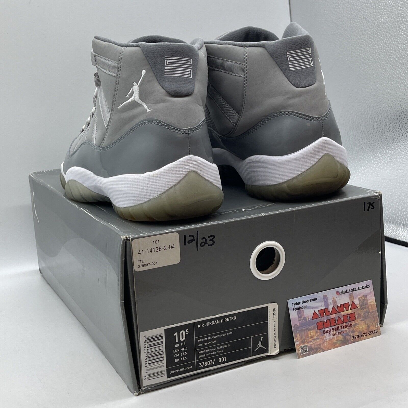 Size 10.5 - Air Jordan 11 Retro 2010 Cool Grey White Leather (378037-001)