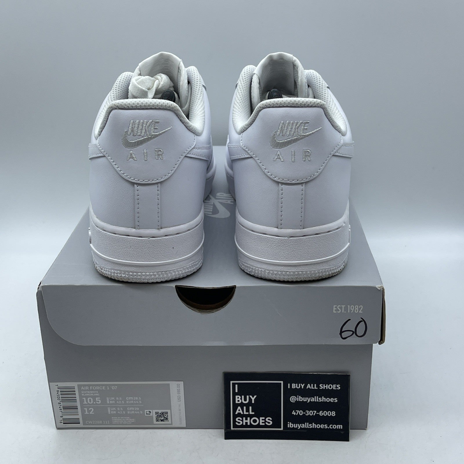 Size 10.5 - Nike Air Force 1 '07 Low Triple White (CV2288-111)