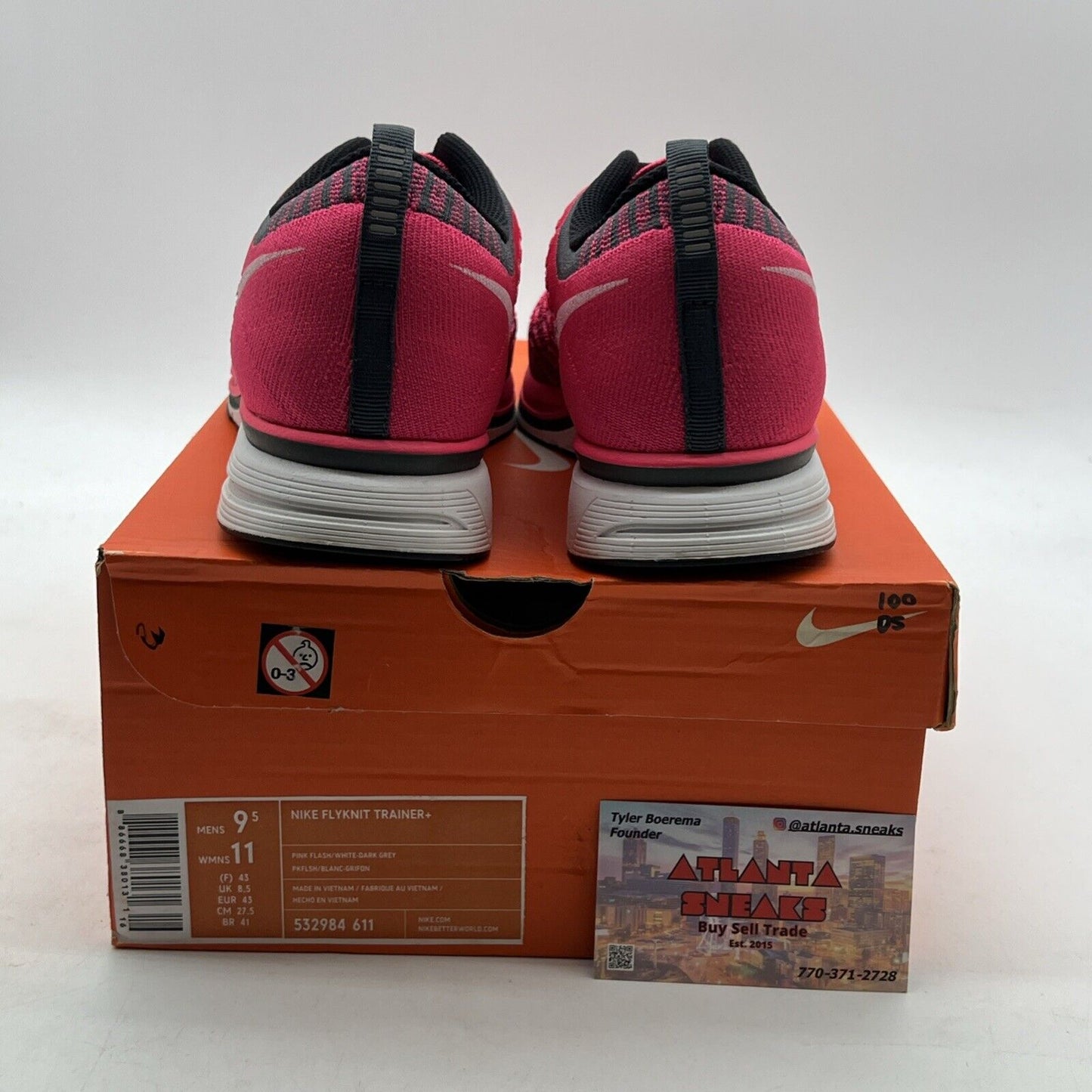 Size 9.5 - Nike Flyknit Trainer+ Pink Flash (532984-611)