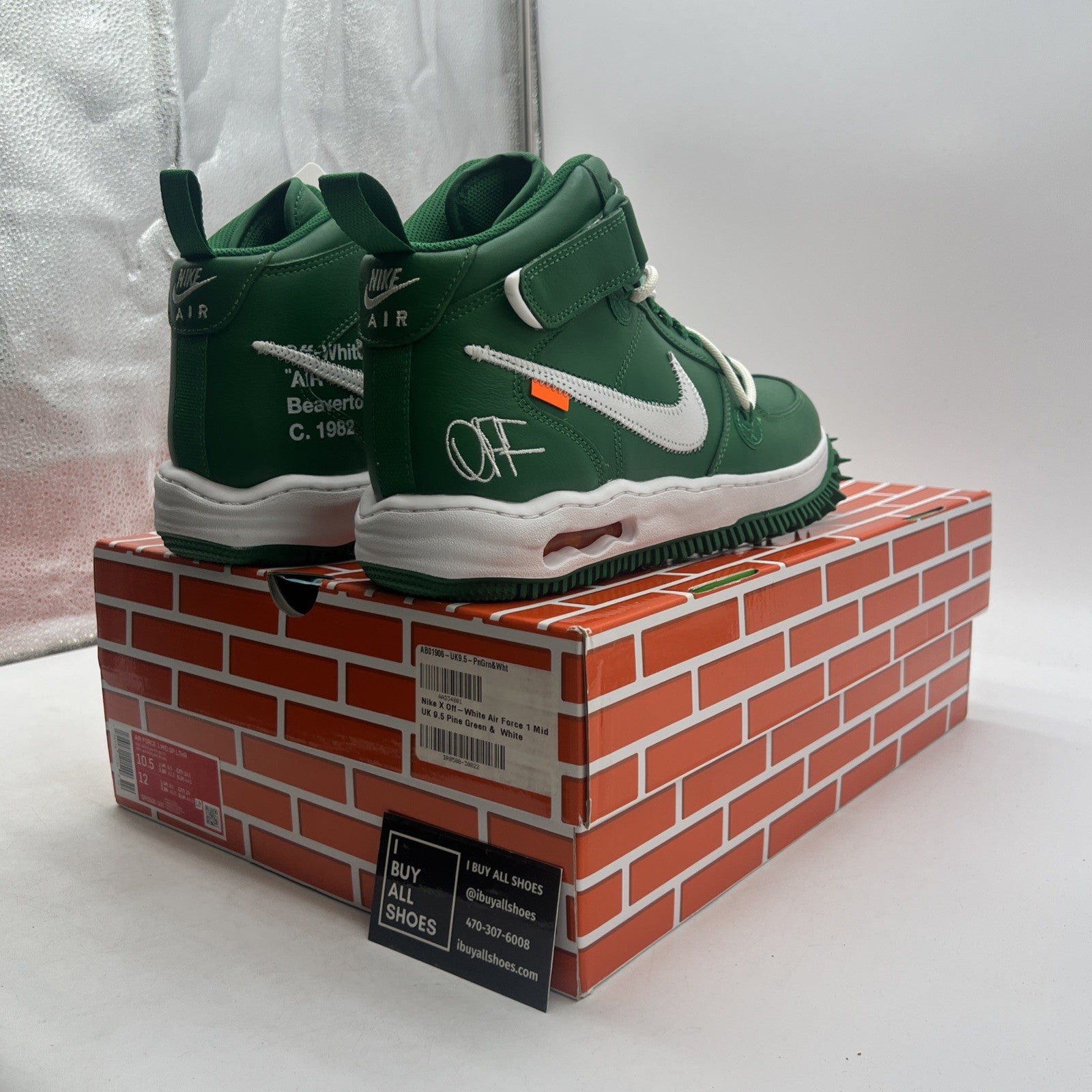 Size 10.5 - Off-White x Nike Air Force 1 SP Leather Mid Pine Green (DR0500-300)