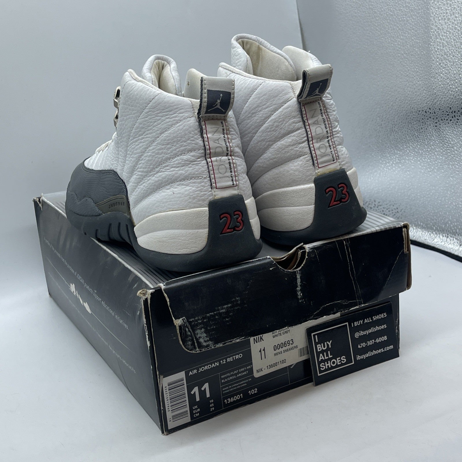 Size 11 - Air Jordan 12 Retro Flint Frey White Leather (136001-102)