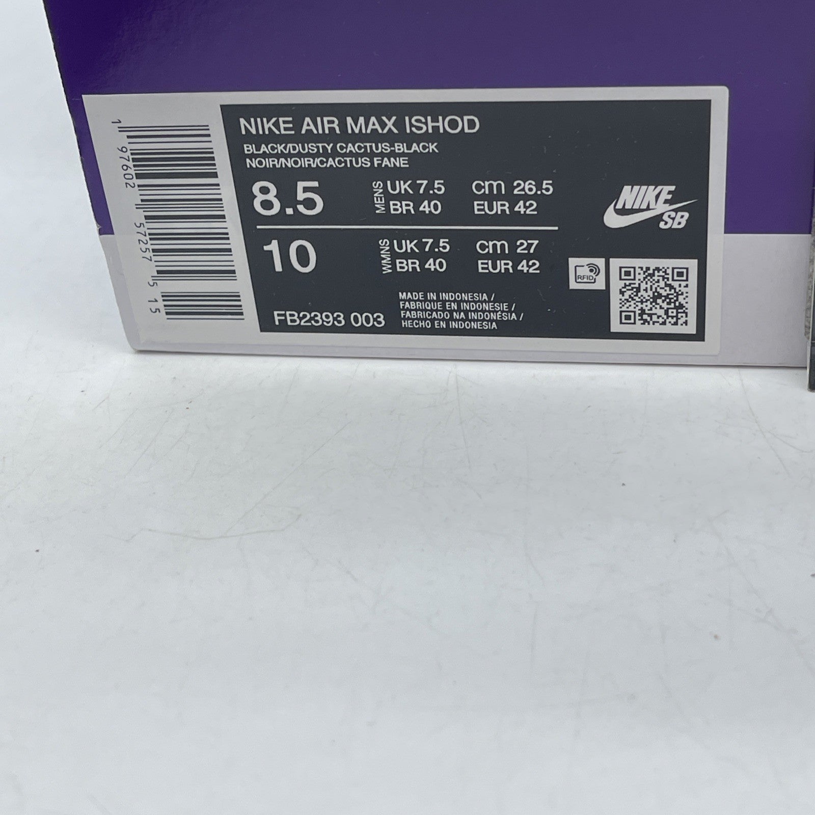 Size 8.5 - Nike Air Max Ishod Wair SB Black Grape (FB2393-003)