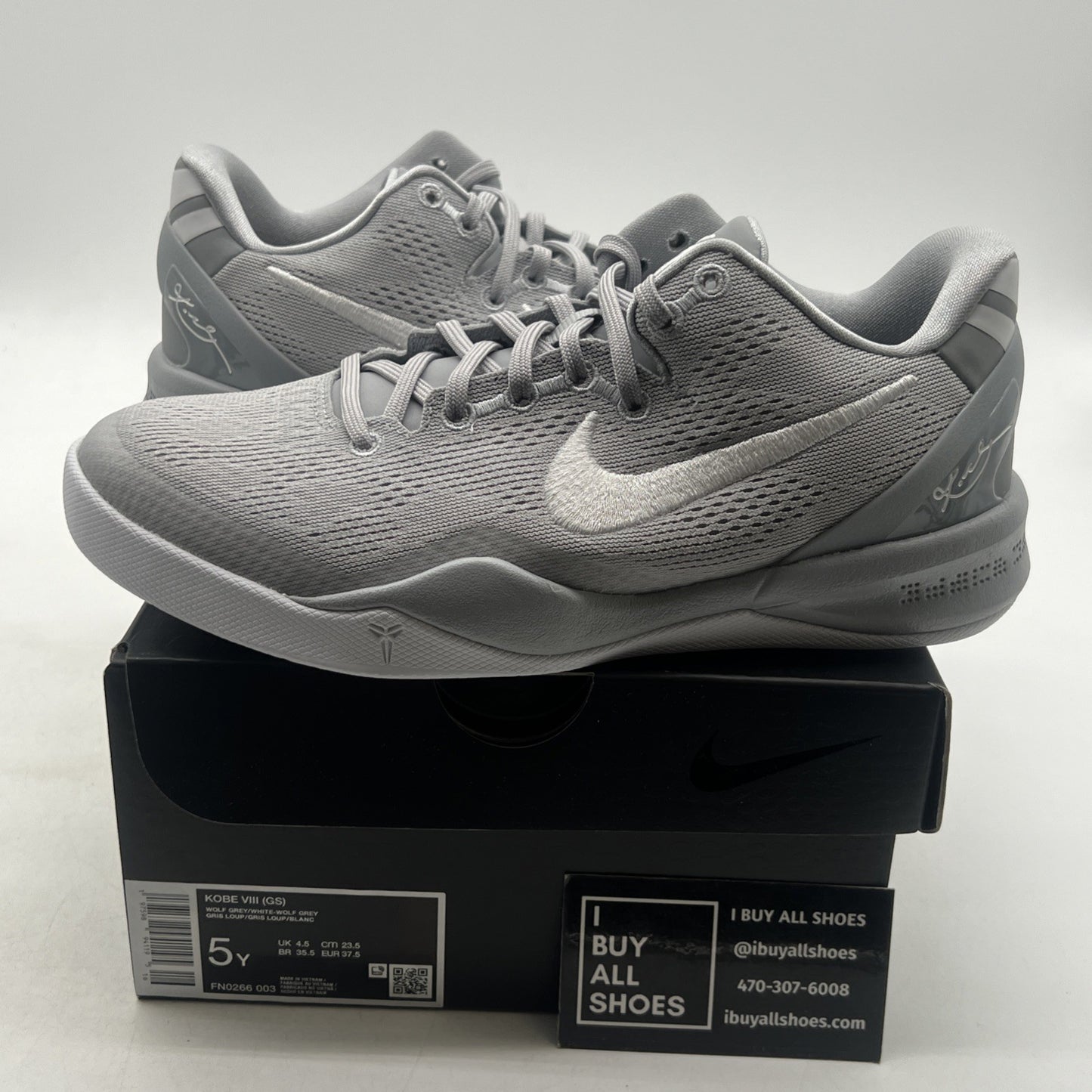 Size 5Y -  Nike Kobe 8 Protro Low White Metallic Gold (FN0266-003)