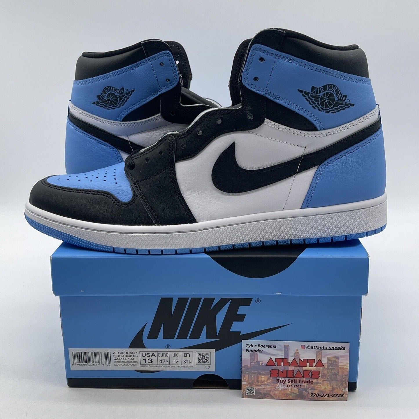 Size 13 - Jordan 1 Retro OG High UNC Toe Blue Black White Leather (DZ5485-400)