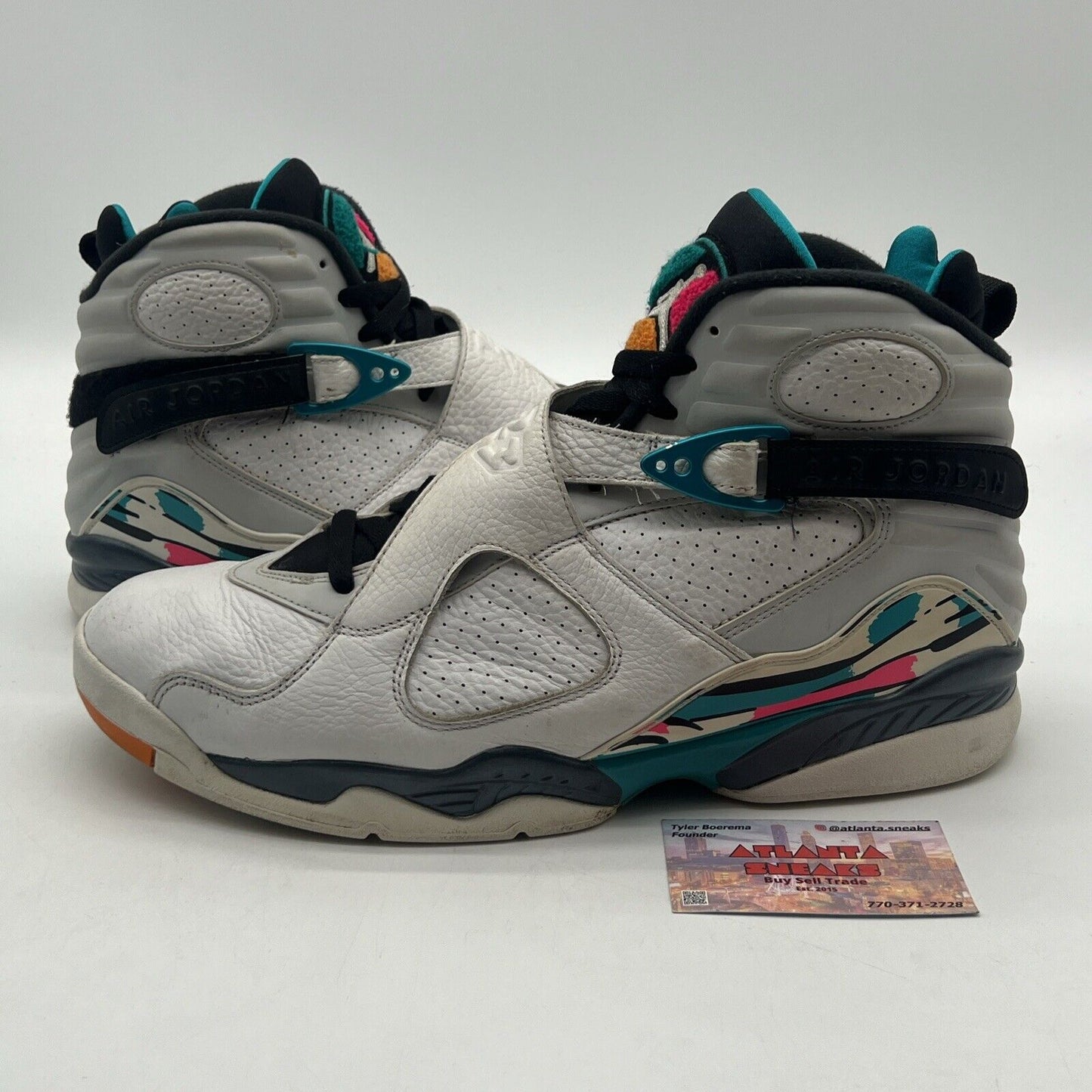 Size 13 - Air Jordan 8 Retro South Beach White Pink Teal Leather (305381-113)