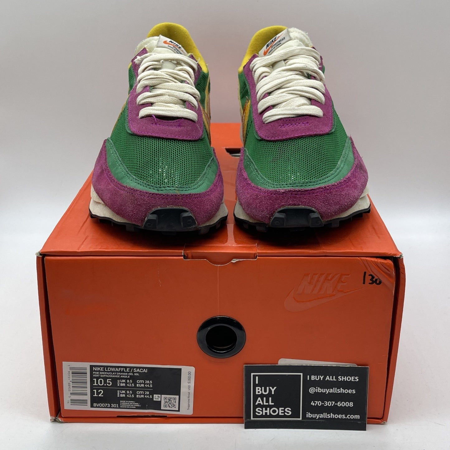 Size 10.5 - Nike sacai x LDWaffle Pine Green Purple Suede Leather (BV0073-301)