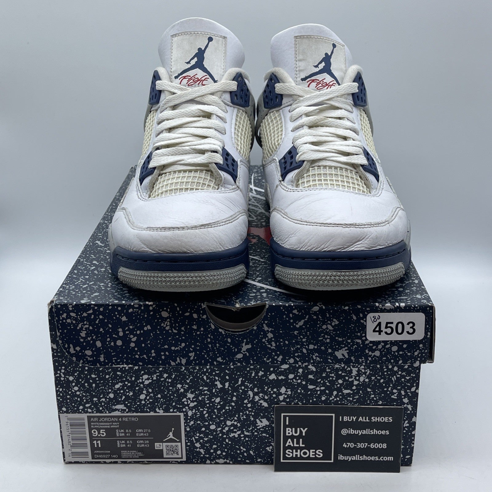 Size 9.5 - Jordan 4 Retro Mid Midnight Navy White Leather (DH6927-140)