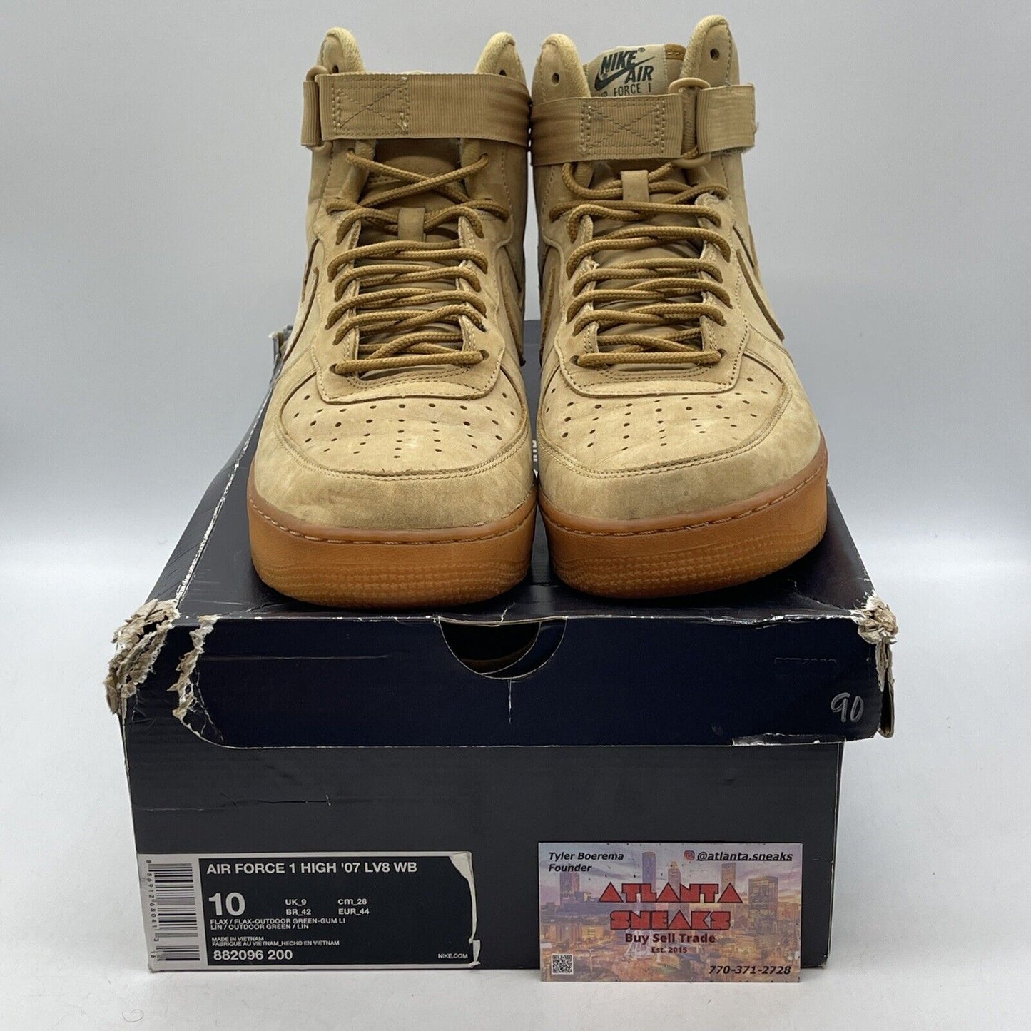 Size 10 - Nike Air Force 1 '07 LV8 WB High Flax Brown Suede (882096-200)