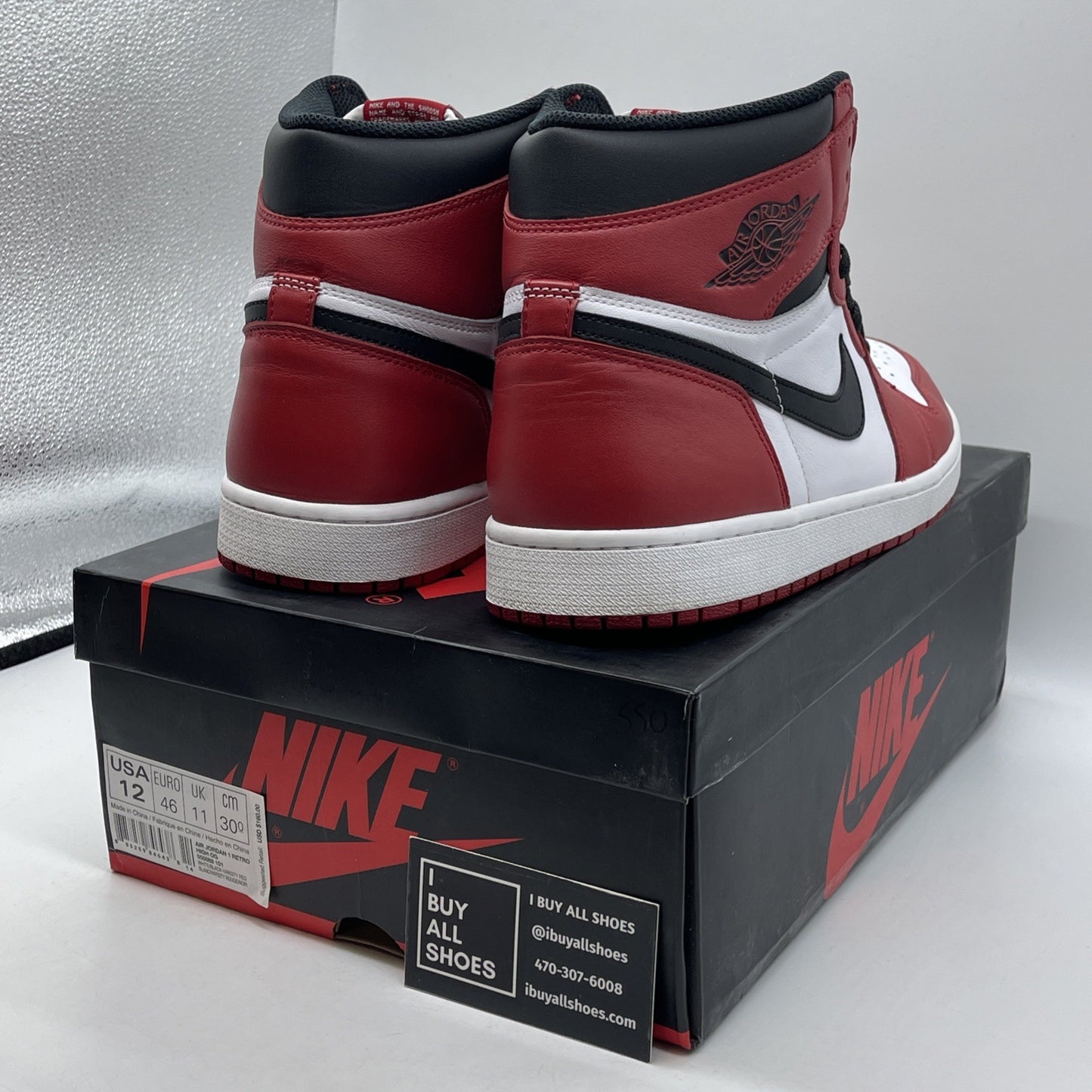 Size 12 - Jordan 1 Retro OG High Chicago White Black Red Leather (555088-101)