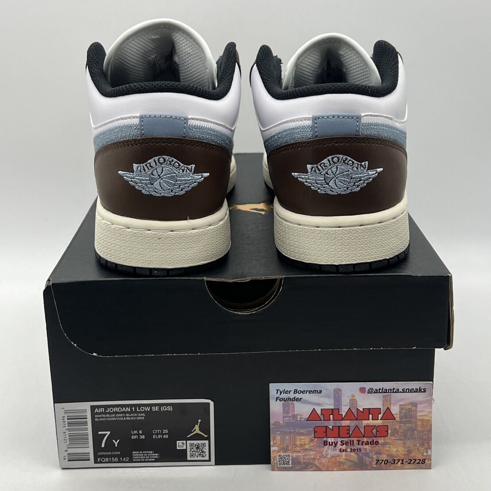 Size 7 - Air Jordan 1 Retro SE Low Brown Blue Grey’ Leather (FQ8156-142)