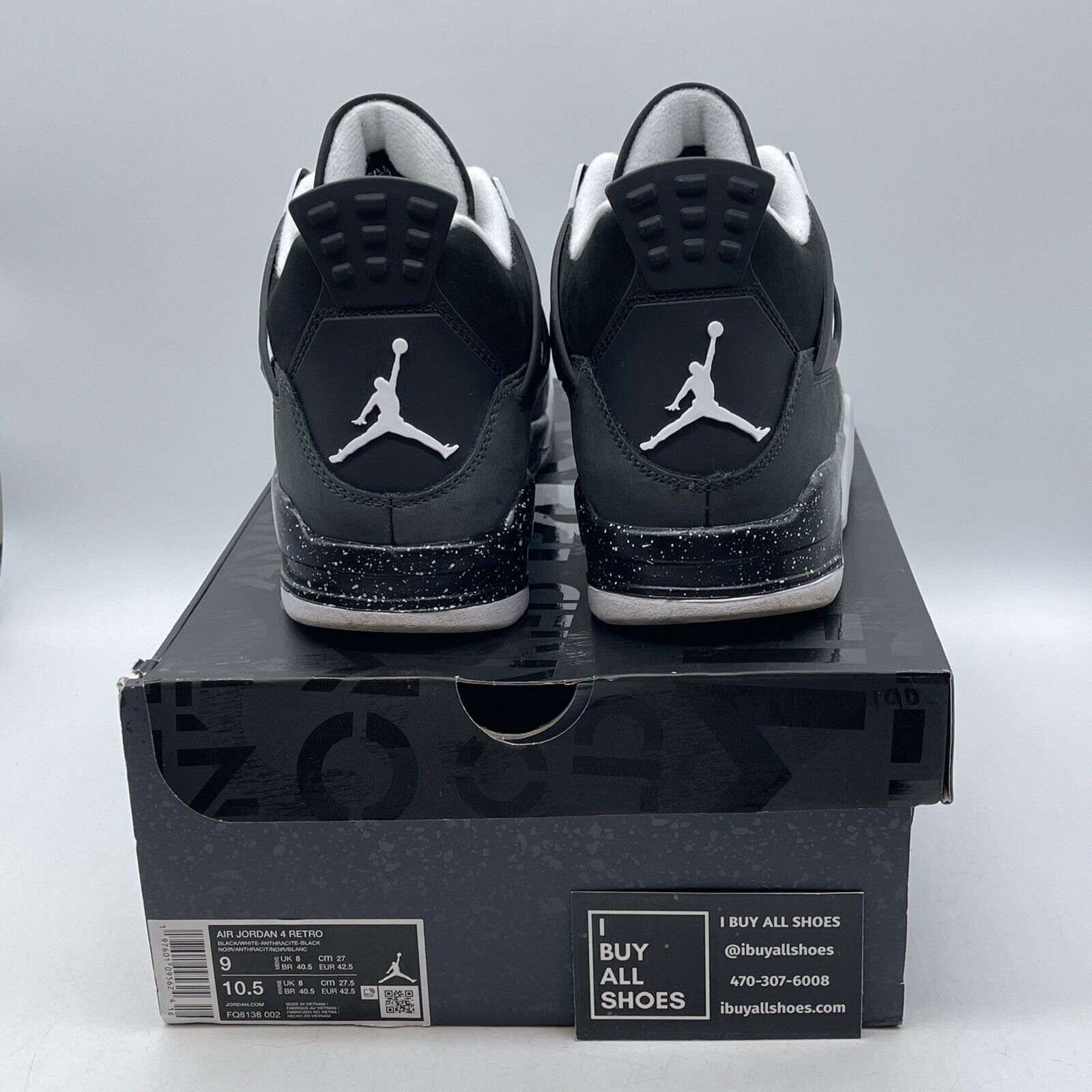 Size 9 - Air Jordan 4 Retro 2024 Fear Black Grey White Suede Leather FQ8138-002