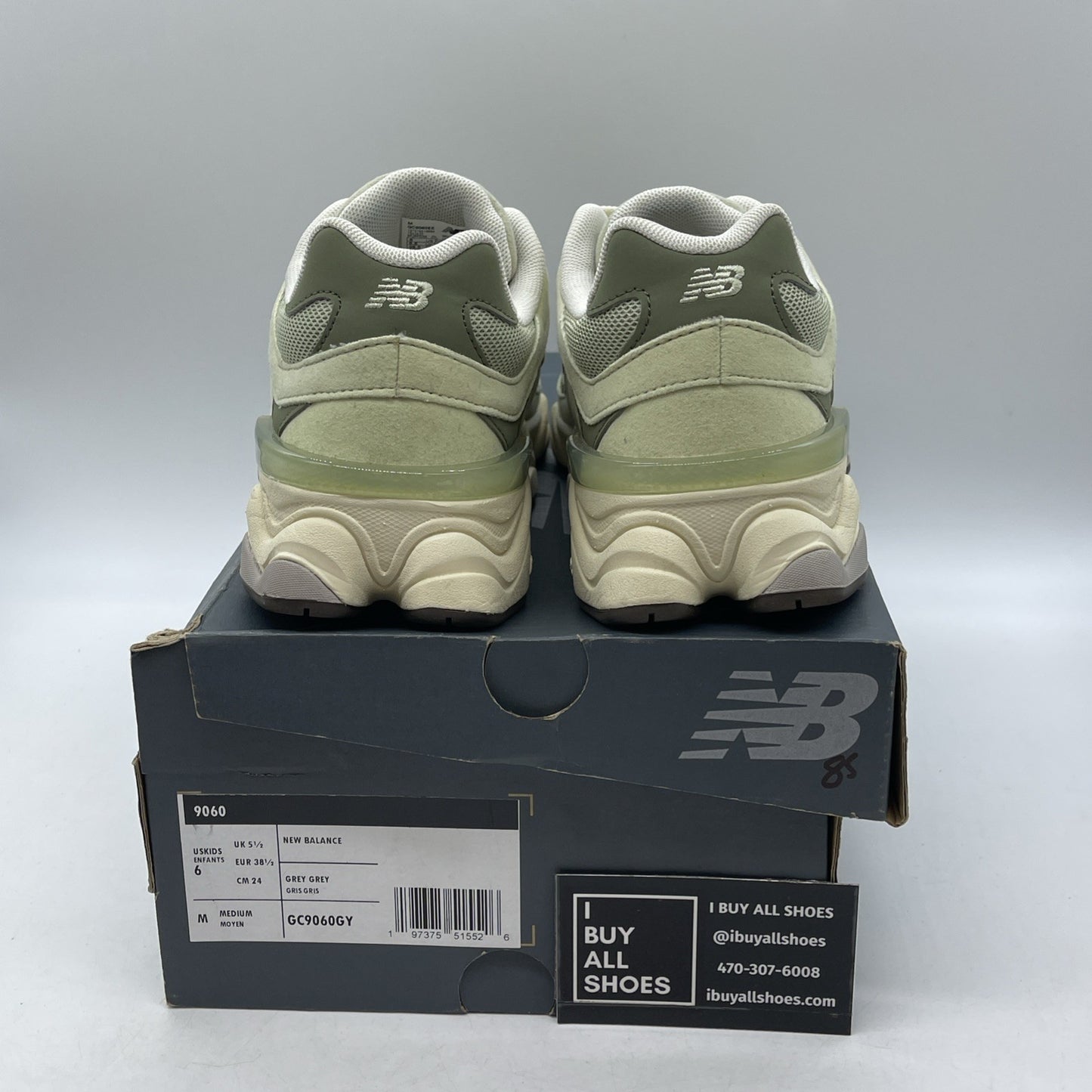 Size 6Y - New Balance 9060 Wide NB Olivine Green Suede (GC9060GY)
