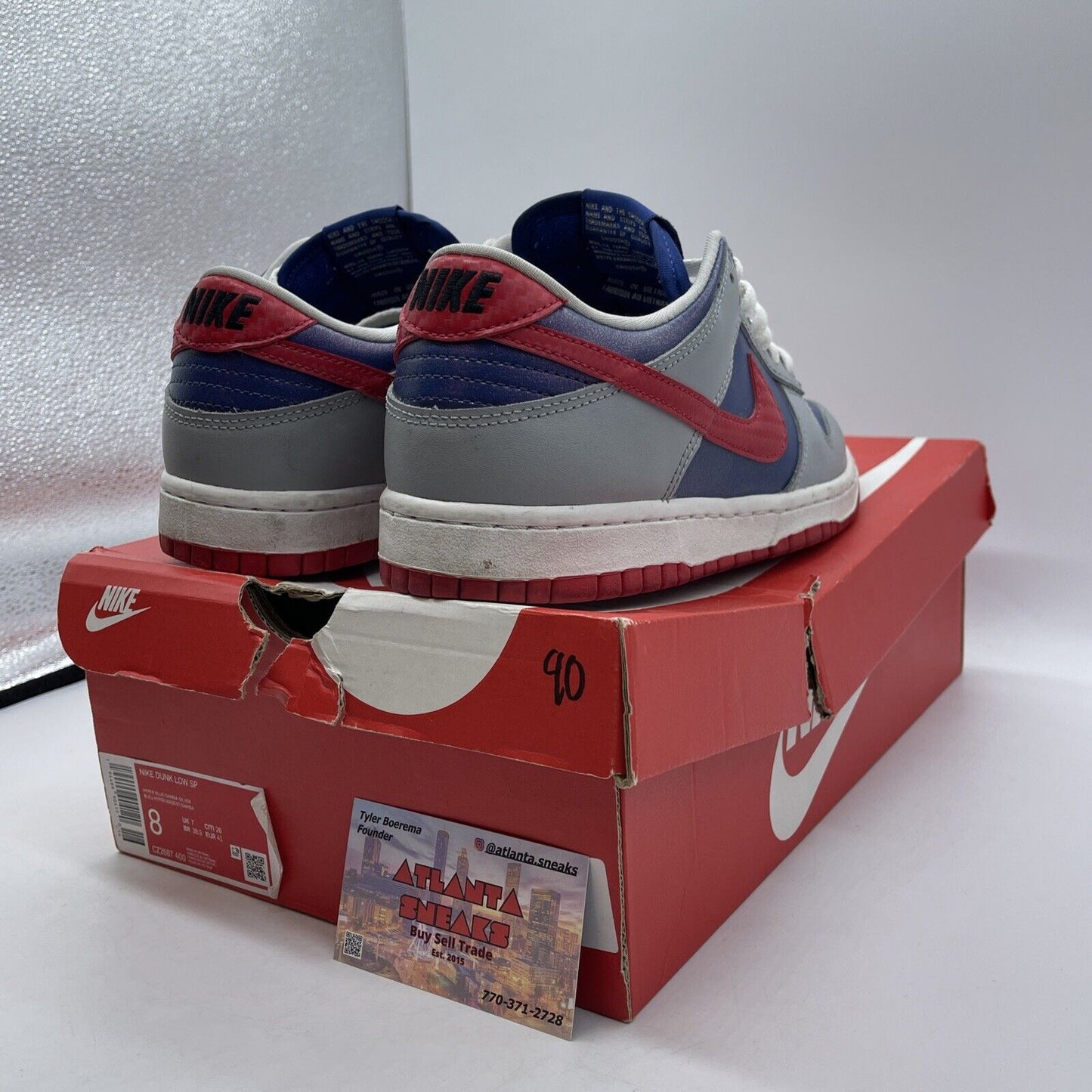 Size 8 - Nike Dunk Retro 2020 Low Samba Grey White Red Leather (CZ2667-400)