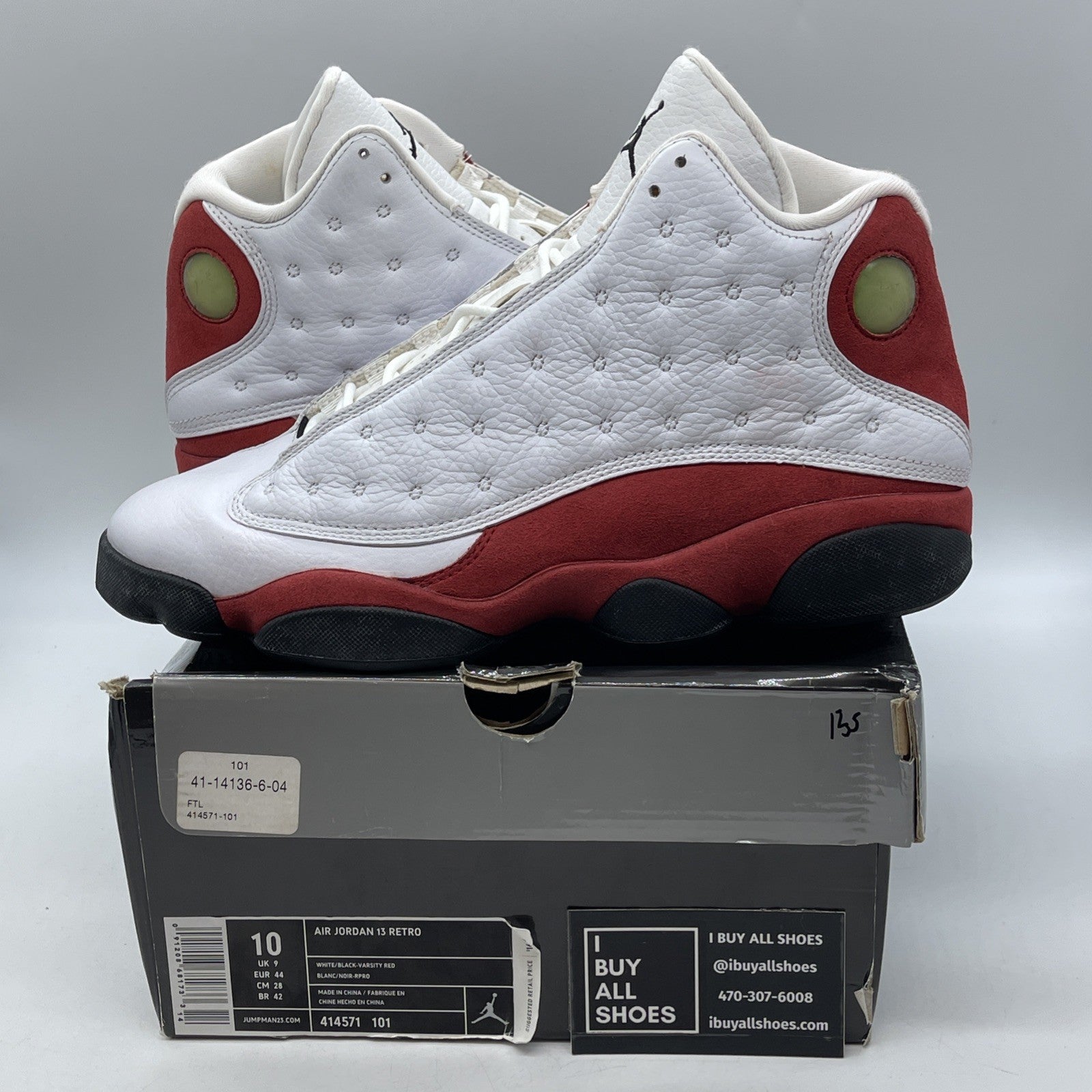 Size 10 - Air Jordan 13 Retro 2010 Cherry White Red Leather Suede (414571-101)