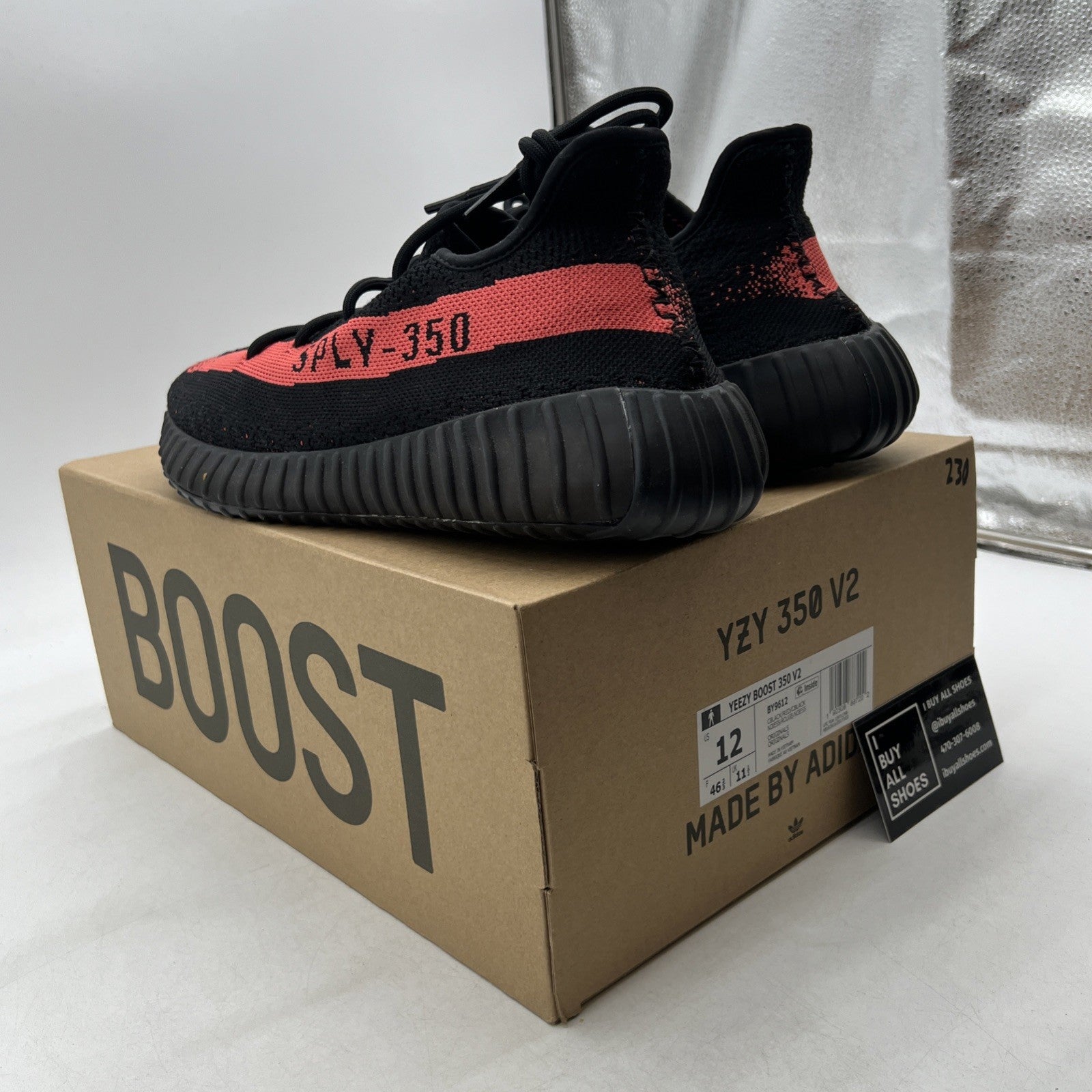 Size 12 - adidas Yeezy Boost 350 V2 Low Red Stripe (BY9612)