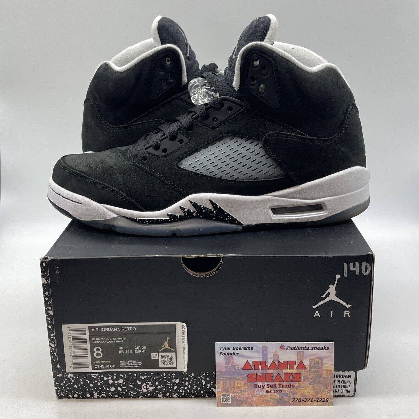 Size 8 - Jordan 5 Retro Mid Oreo Black White Suede (CT4838-011)