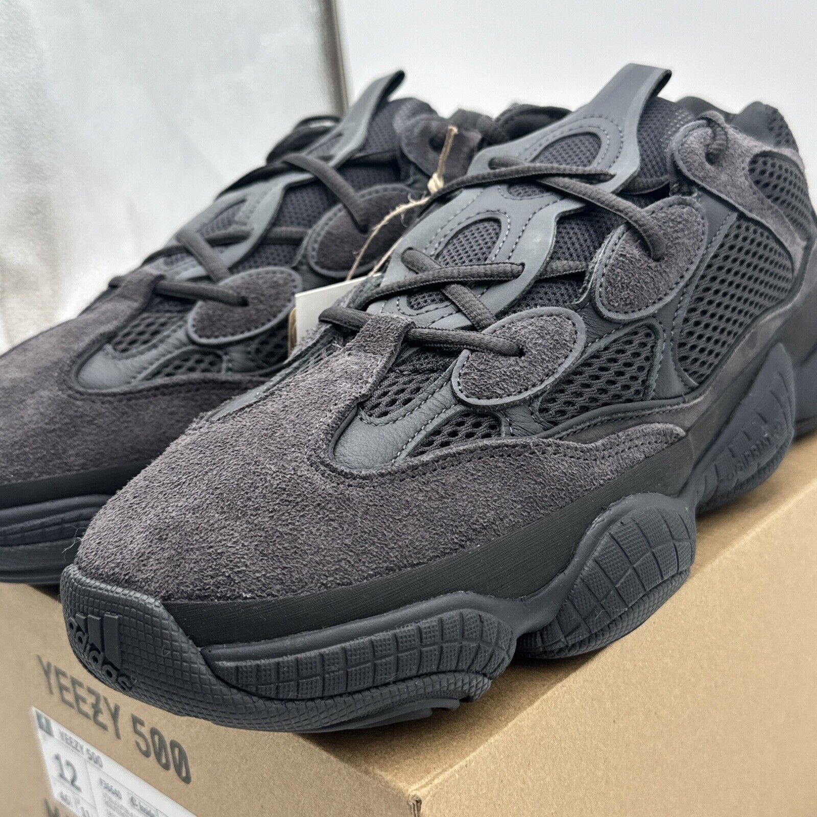 Size 12 - adidas Yeezy 500 Low Utility Black Suede & Mesh Comfy Boost Kanye West