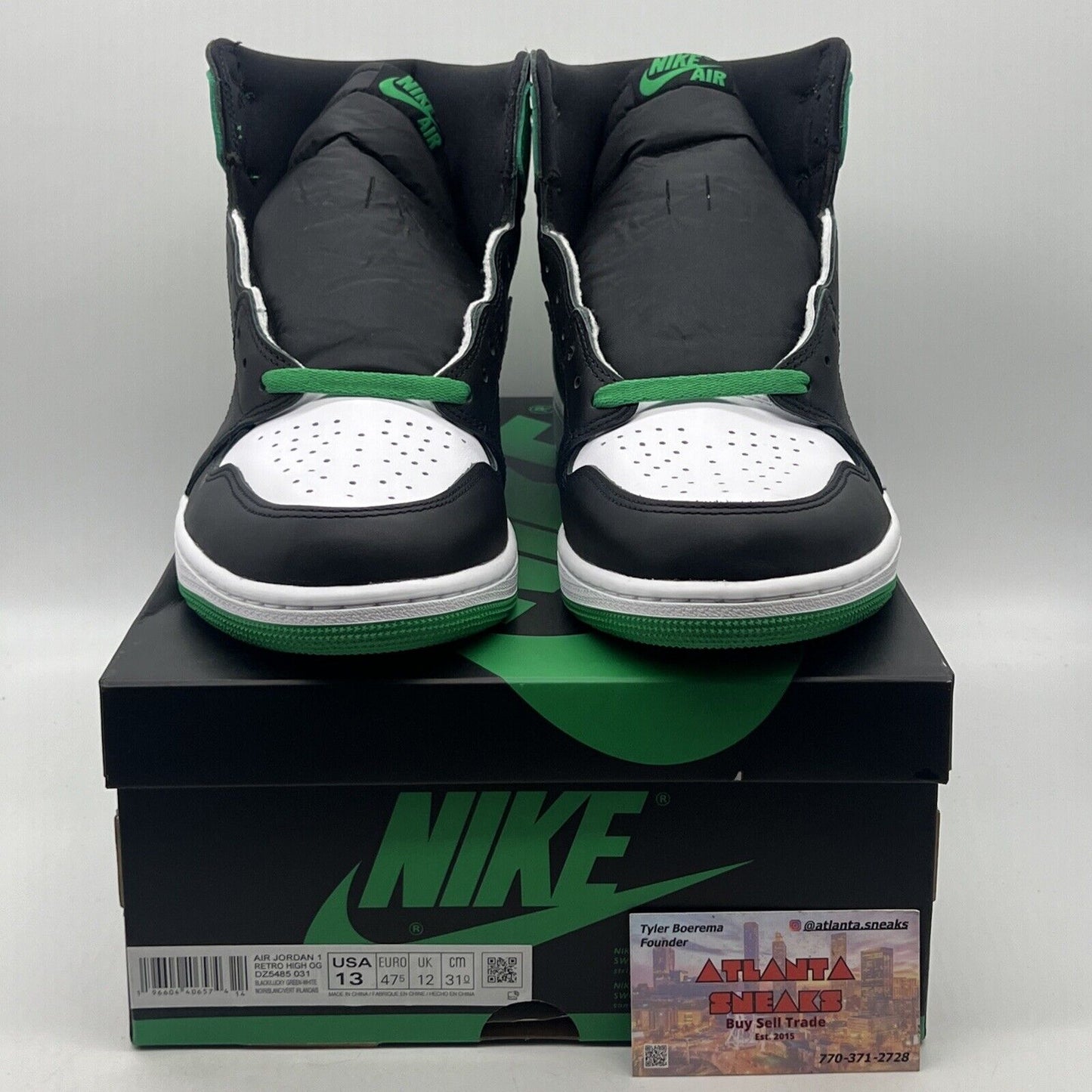 Size 13 - Air Jordan 1 Retro OG High Lucky Green Black White Leather DZ5485-031