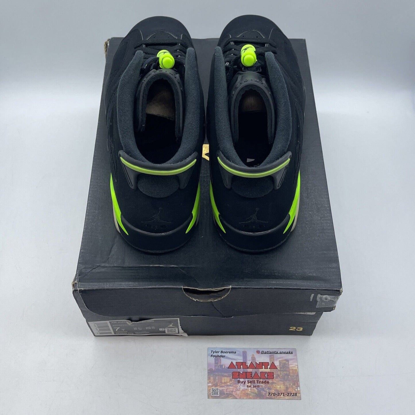 Size 7Y (GS) - Jordan 6 Retro Mid Electric Green Black Suede (384665-003)