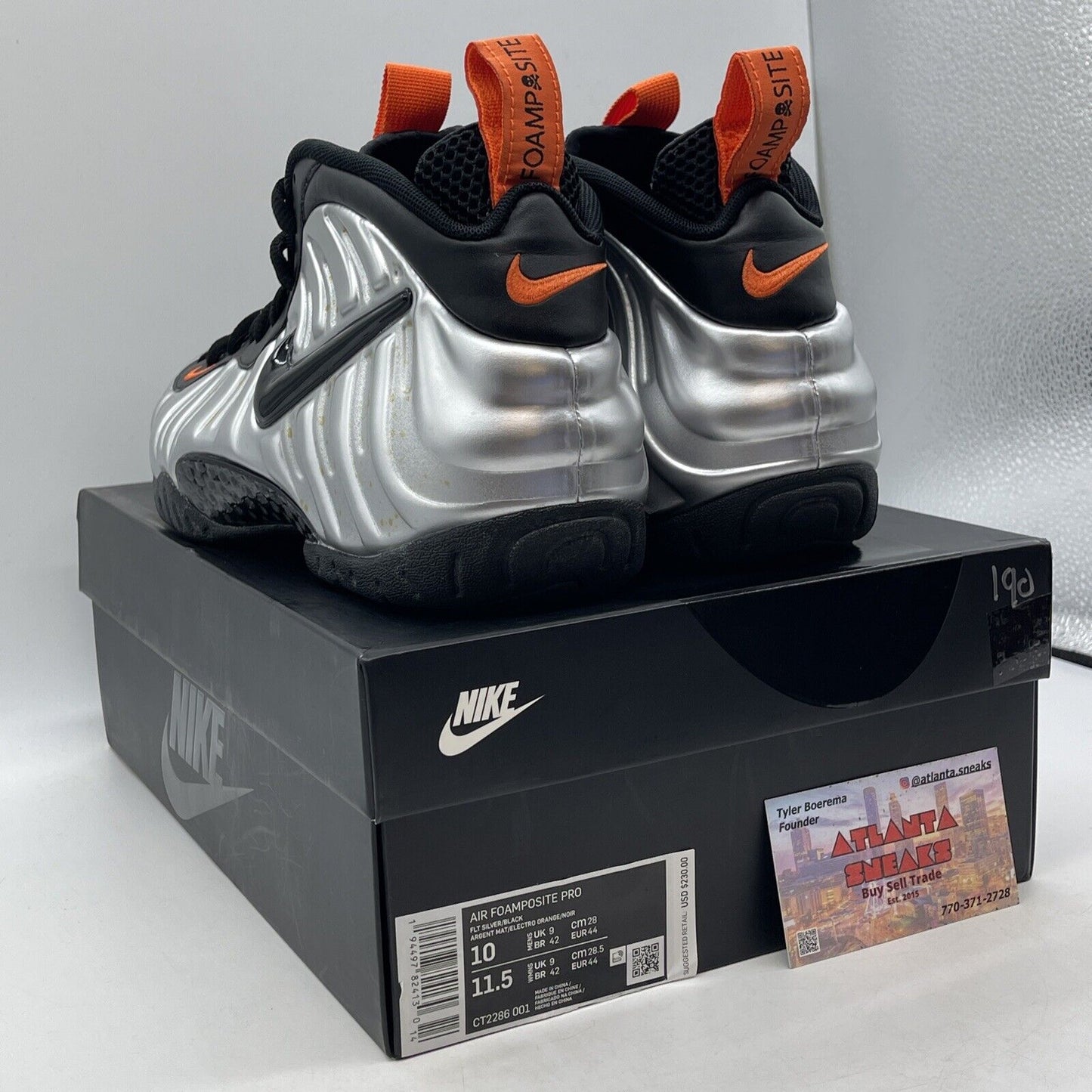 Size 10 - Nike Air Foamposite Pro Halloween Silver  Black Orange (CT2286-001)