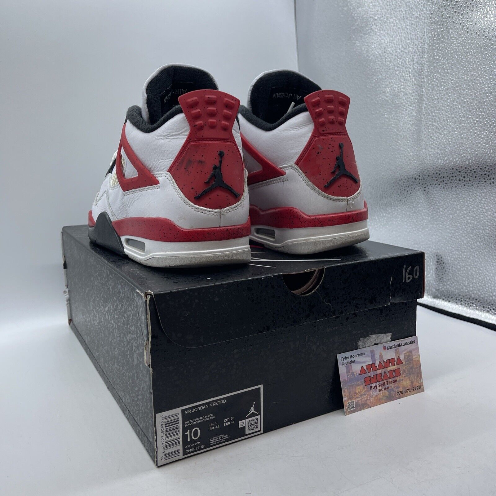 Size 10 - Jordan 4 Retro Mid Red Cement White Black Leather (DH6927-161)