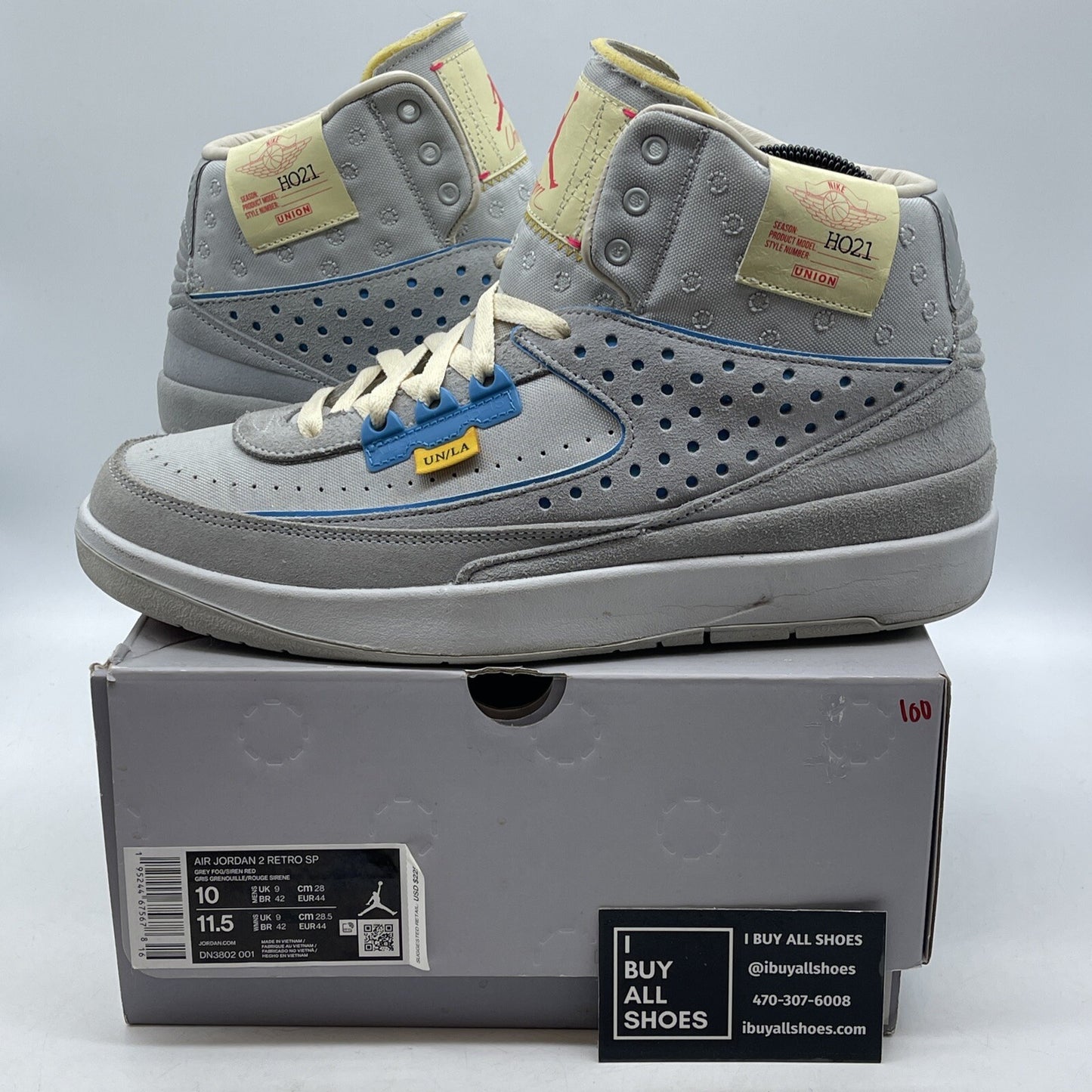 Size 10 - Jordan 2 Gray Fog 2022 Grey Blue White Suede Leather (DN3802-001)