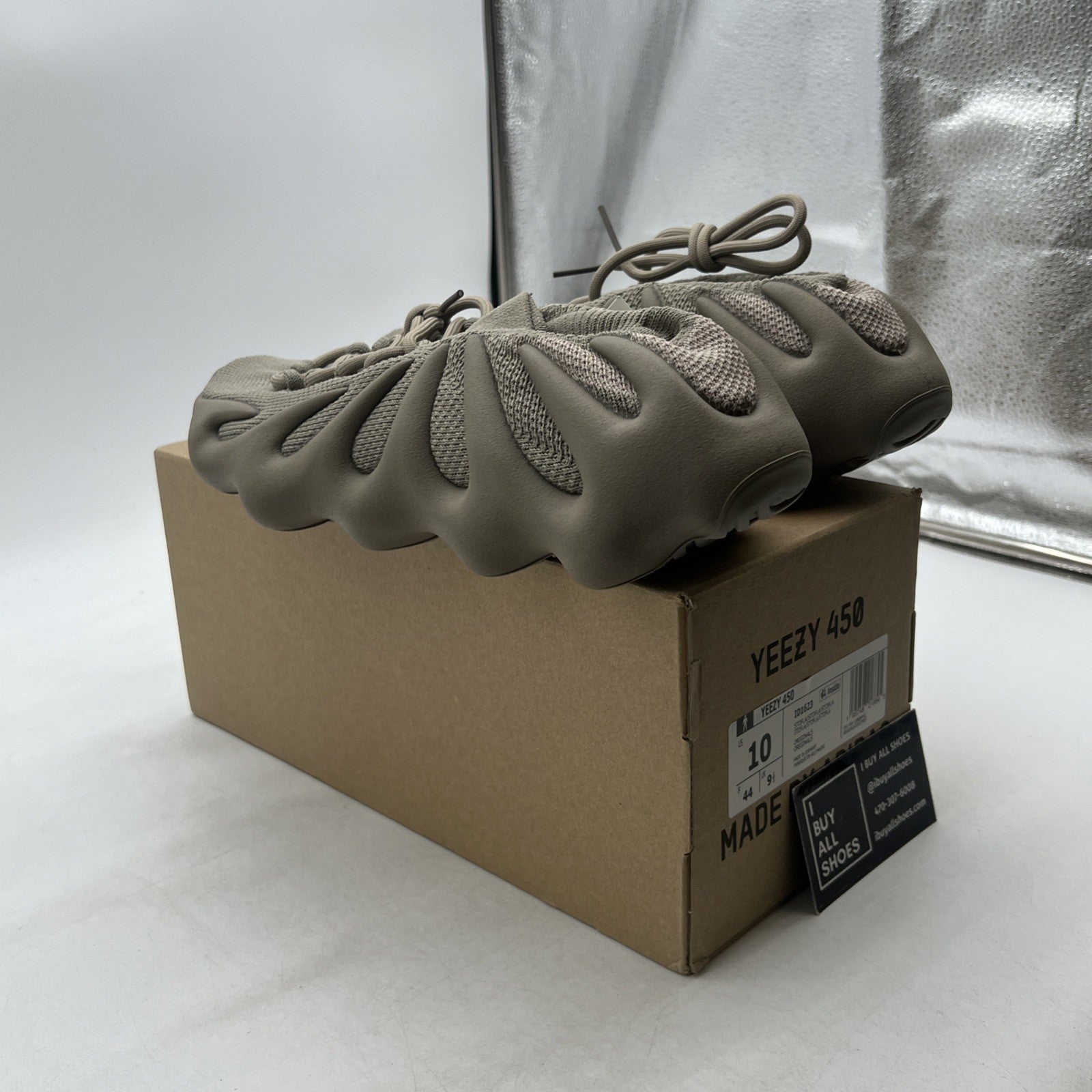 Size 10 - Adidas Yeezy 450 Stone Flax Brown Suede (ID1623)