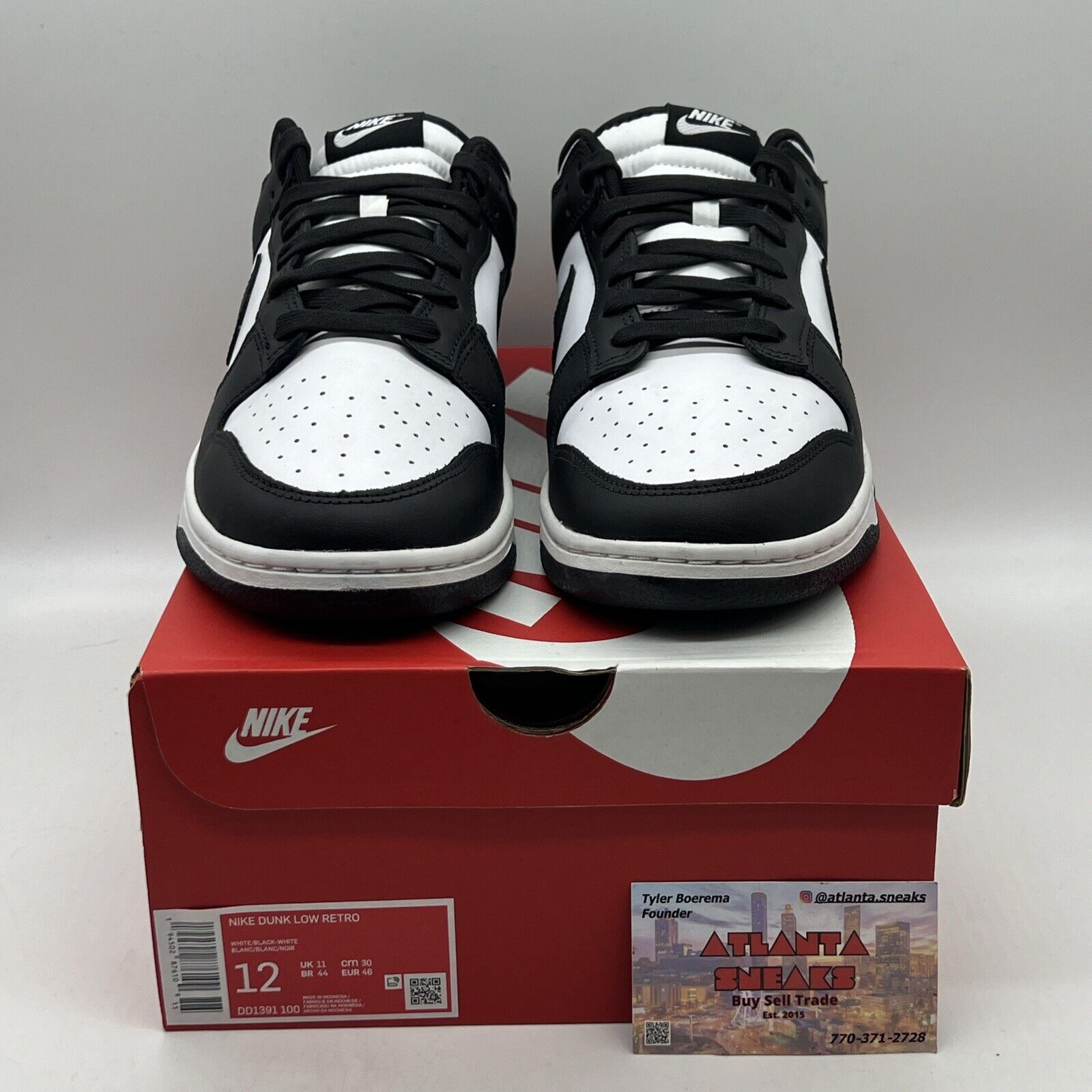 Size 12 - Nike Dunk Low Black White Brand New Og All
