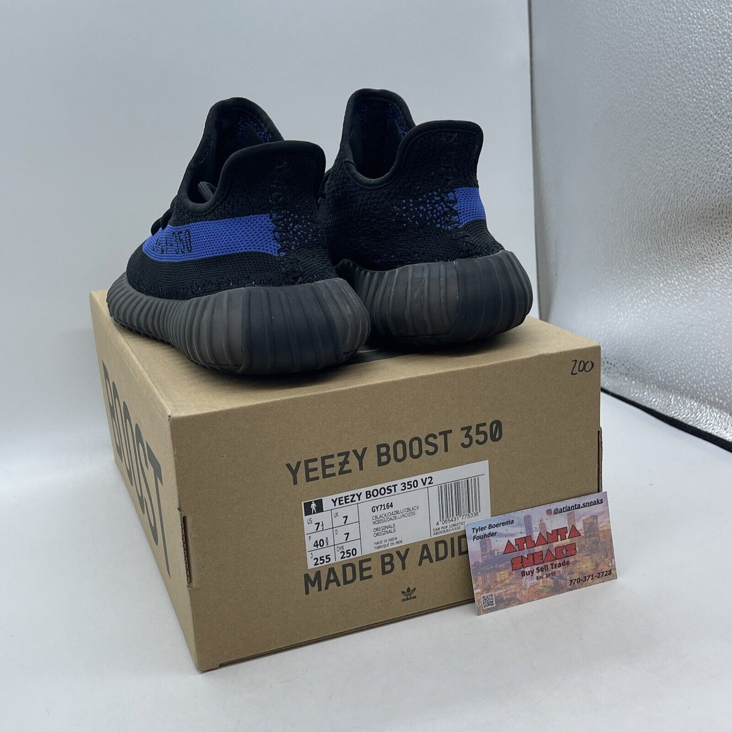 Size 7.5 - adidas Yeezy Boost 350 V2 Low Dazzling Blue Black Suede (GY7164)