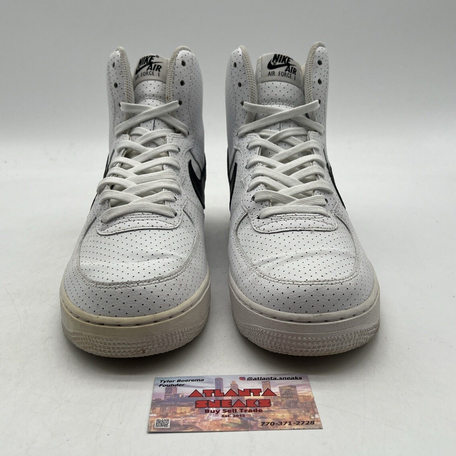 Size 9.5 - Nike Air Force 1 ´07 Perforated High White Black Leather (315121-120)