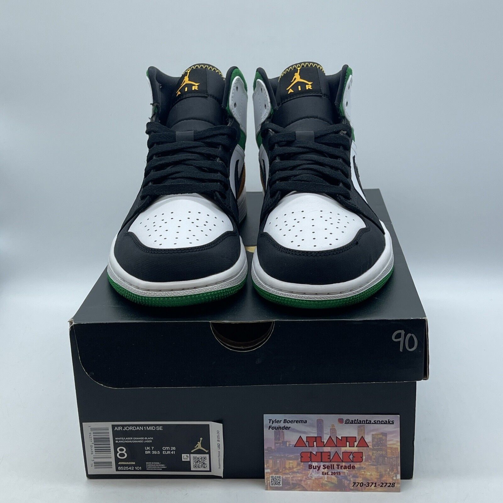 Size 8 - Air Jordan 1 SE Mid Oakland Yellow Green White Black (852542-101)