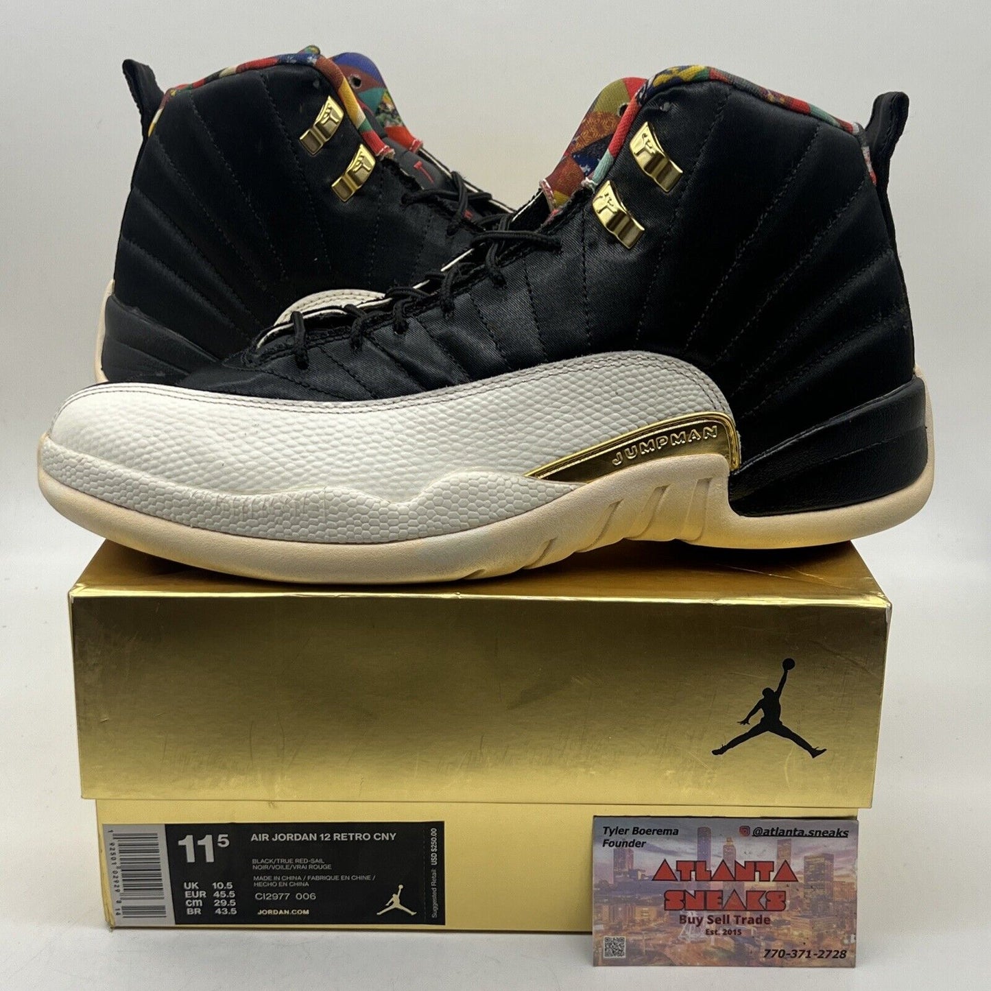 Size 11.5 - Air Jordan 12 Retro 2019 Chinese New Year Black White Red CI2977-006