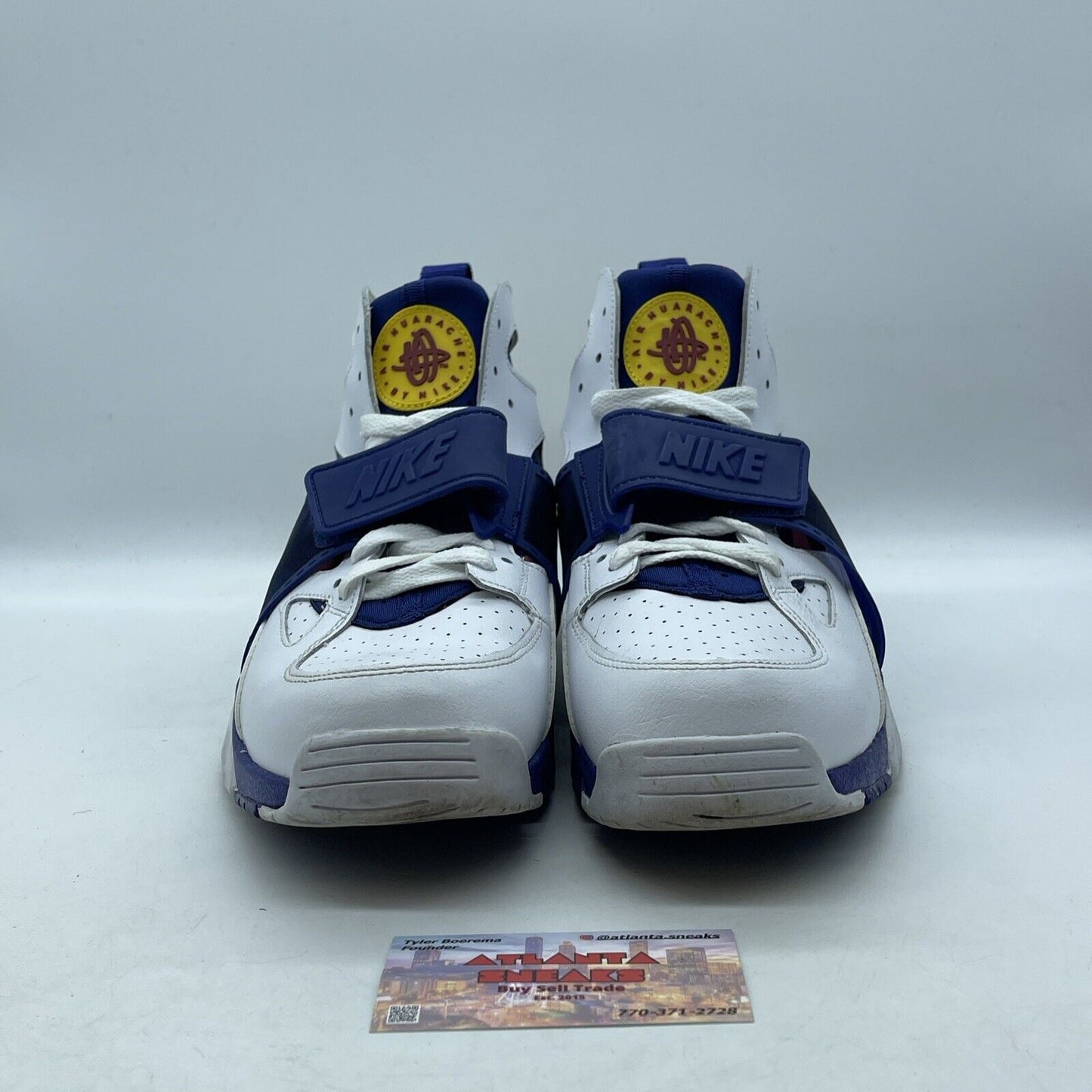 Size 10 - Nike Air Trainer Huarache Retro 2019 OG White Navy Yellow (679083-107)