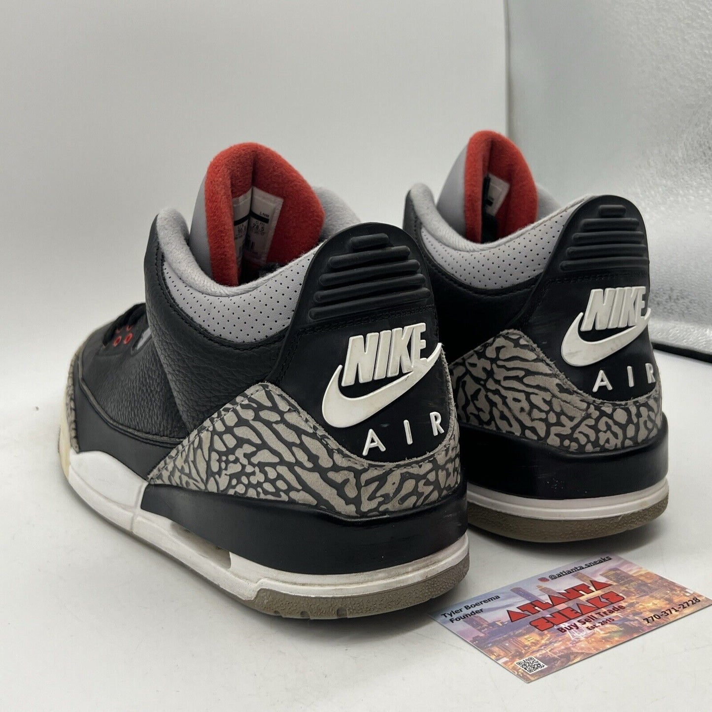 Size 10.5 - Jordan 3 Retro OG Mid Black Cement Grey Red Leather (854262-010)