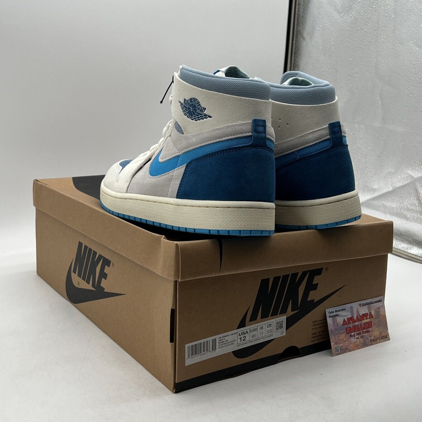 Size 12 - Jordan 1 Zoom CMFT 2 High Dark Powder Blue (DV1307-104)