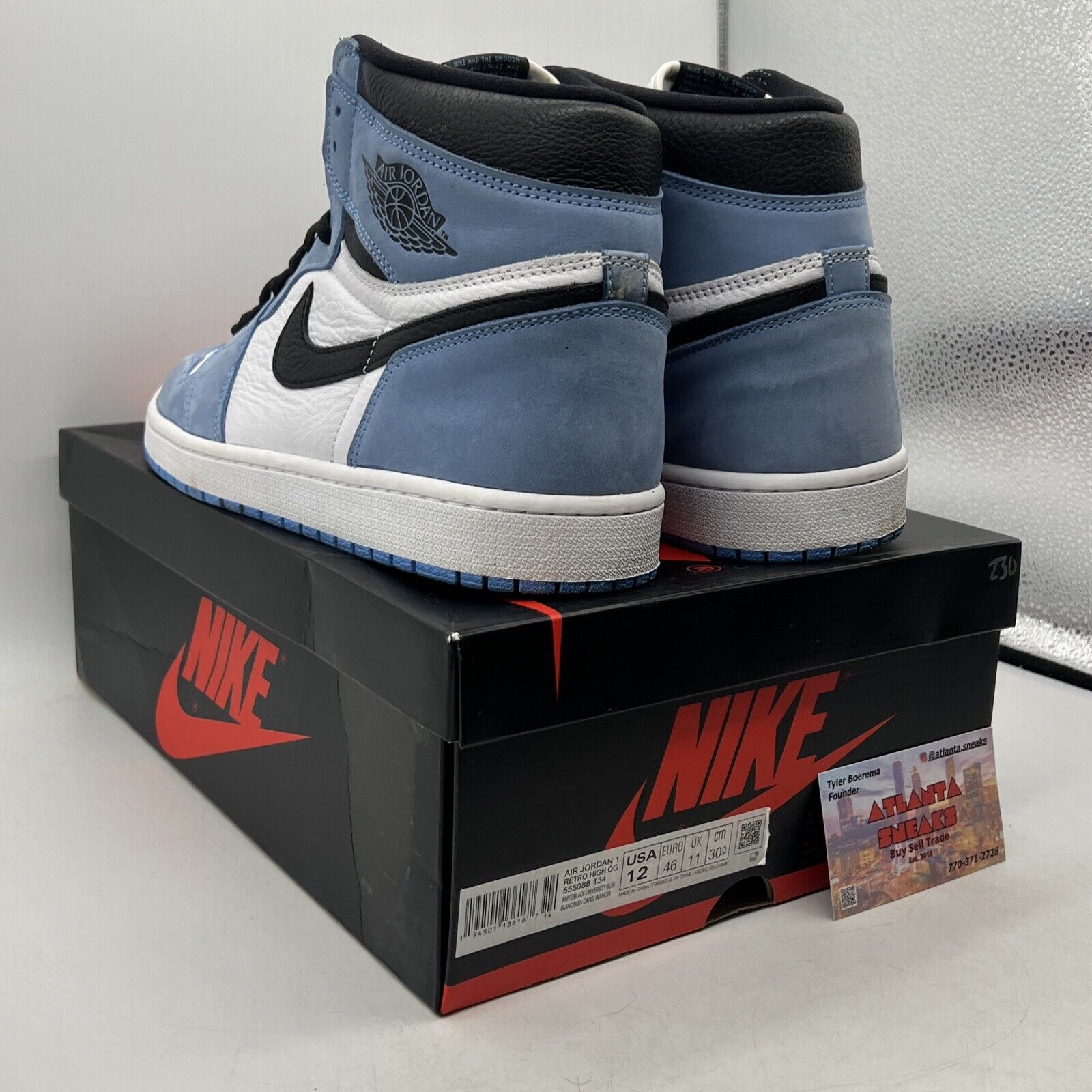 Size 12 - Jordan 1 Retro OG High University Blue Black White (555088-134)