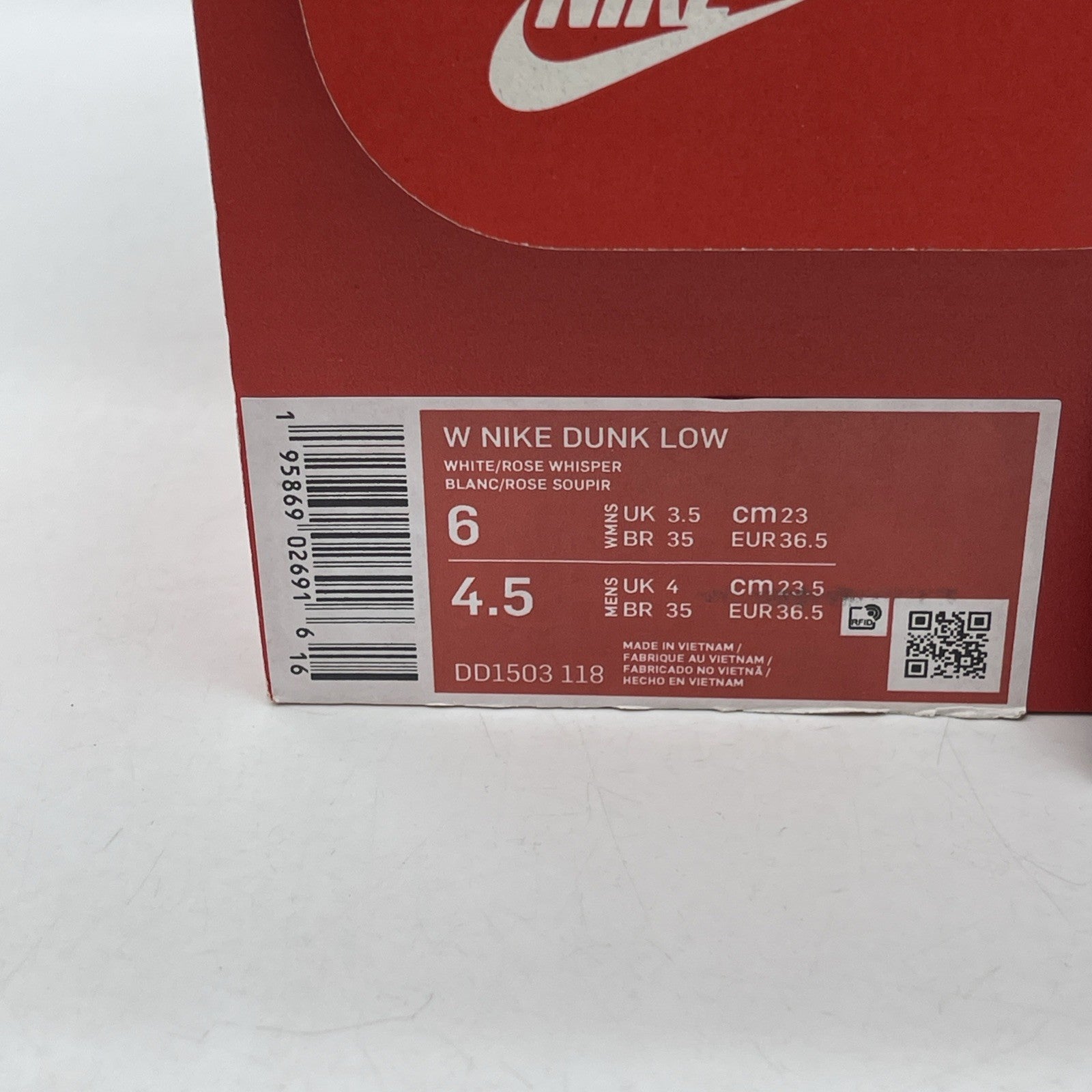 Size 6W - Nike Dunk Low Rose Whisper Pink White Leather (DD1503-118)