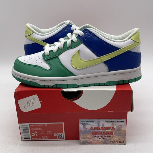 Size 5.5Y (GS) - Nike Dunk Low Stadium Green Royal 2023 Leather (FN6973-100)