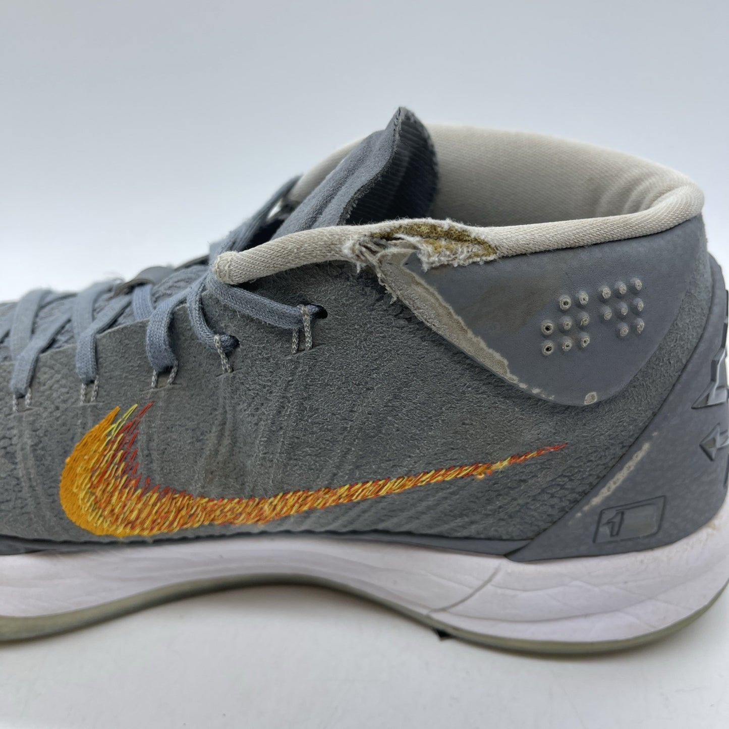 Size 11.5 - Nike Kobe A.D. Grey Snakeskin Red Orange Suede (922482-005)